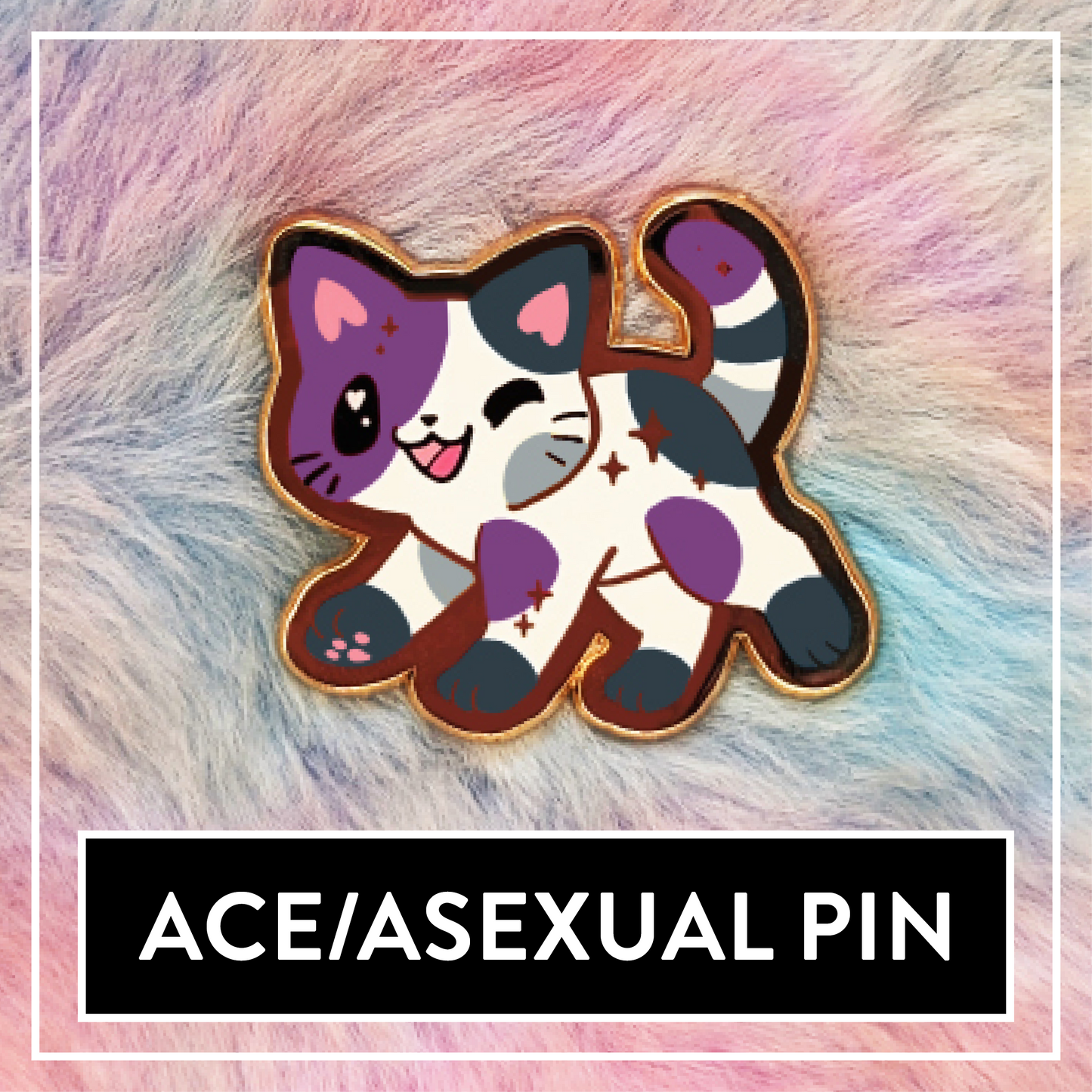 Paws'n'Pride Asexual / Ace Pride Cat enamel pin