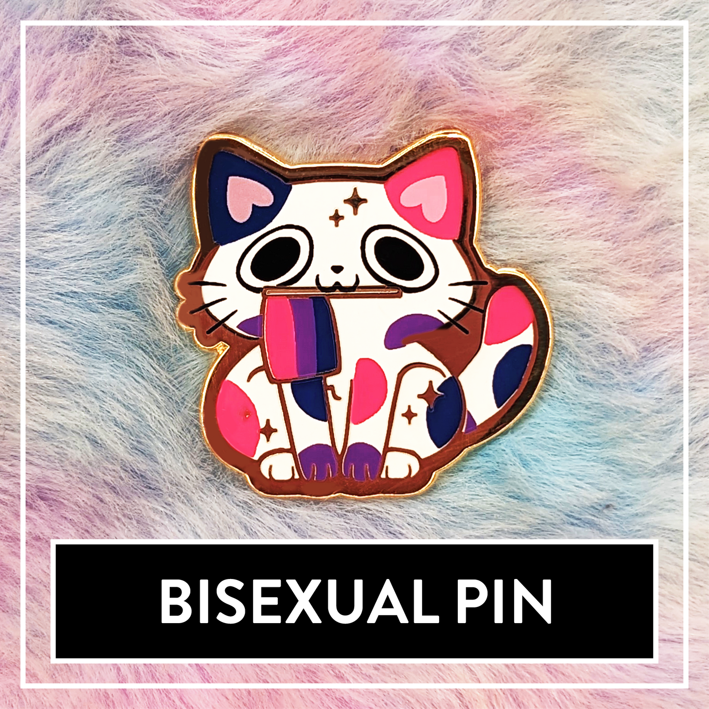 Paws'n'Pride Bisexual / Bi Pride Cat enamel pin