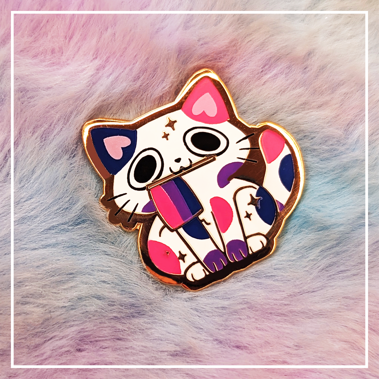 Paws'n'Pride Bisexual / Bi Pride Cat enamel pin