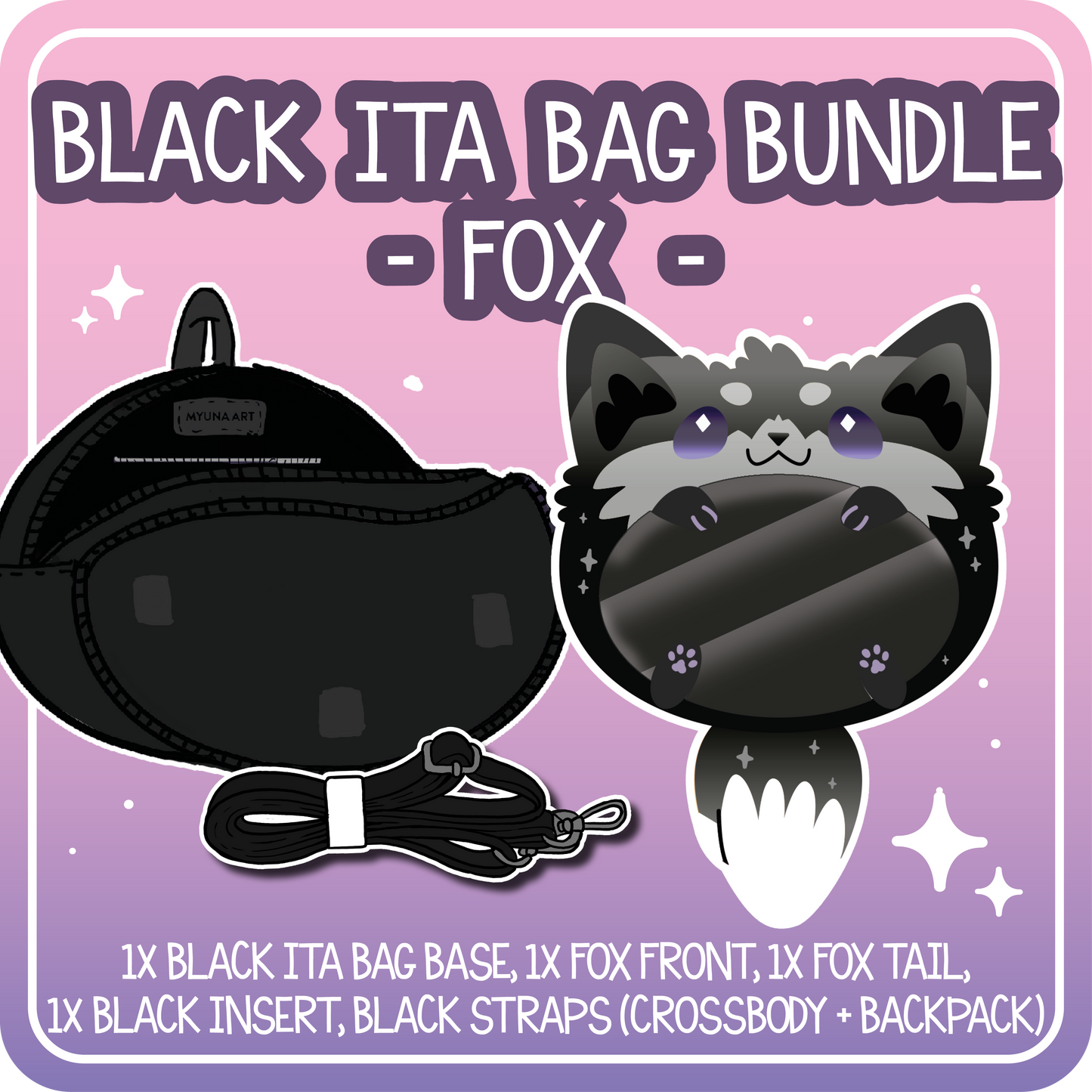 Kawaii Kompanions Ita Bag Bundle Black Fox