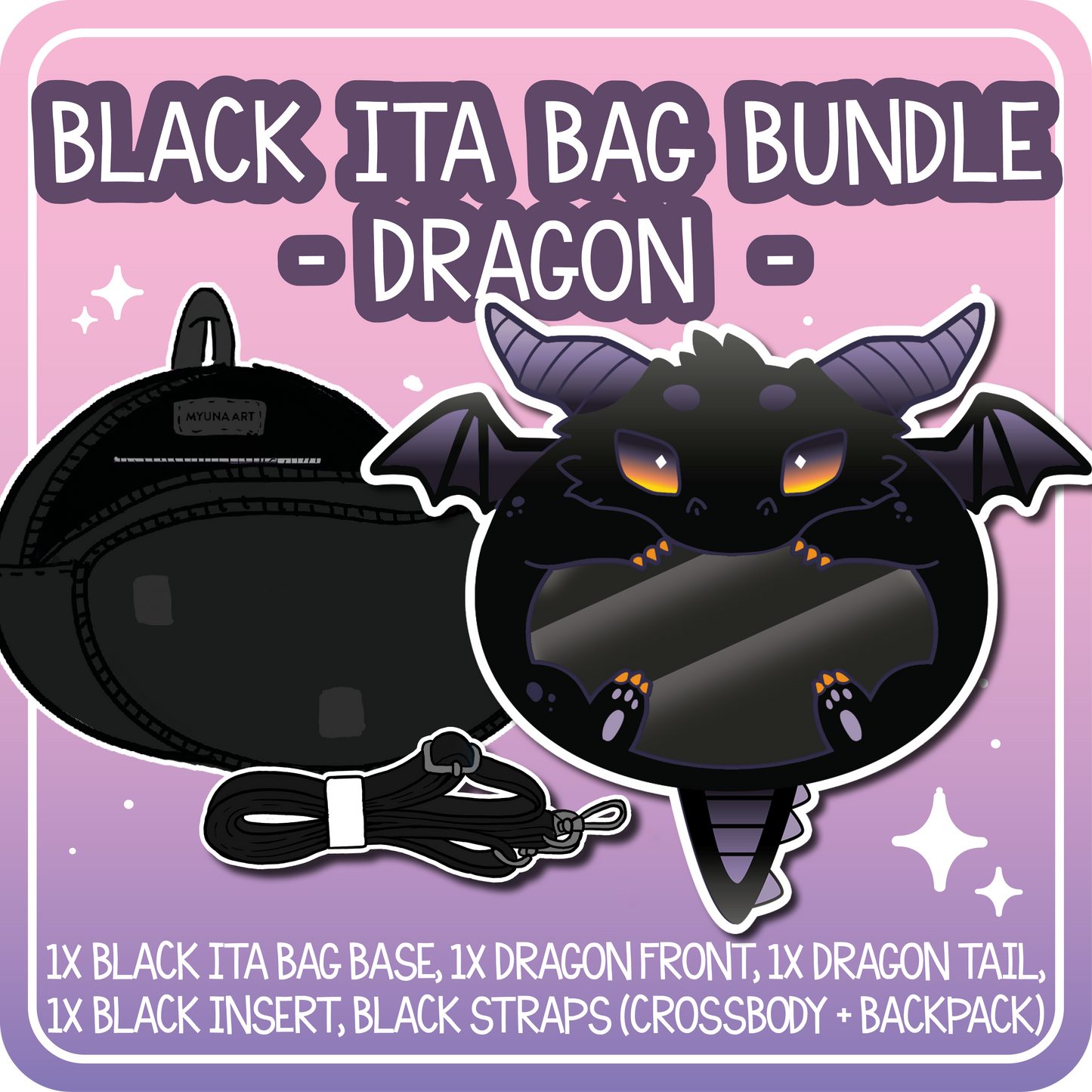 Kawaii Kompanions Ita Bag Bundle Black Dragon