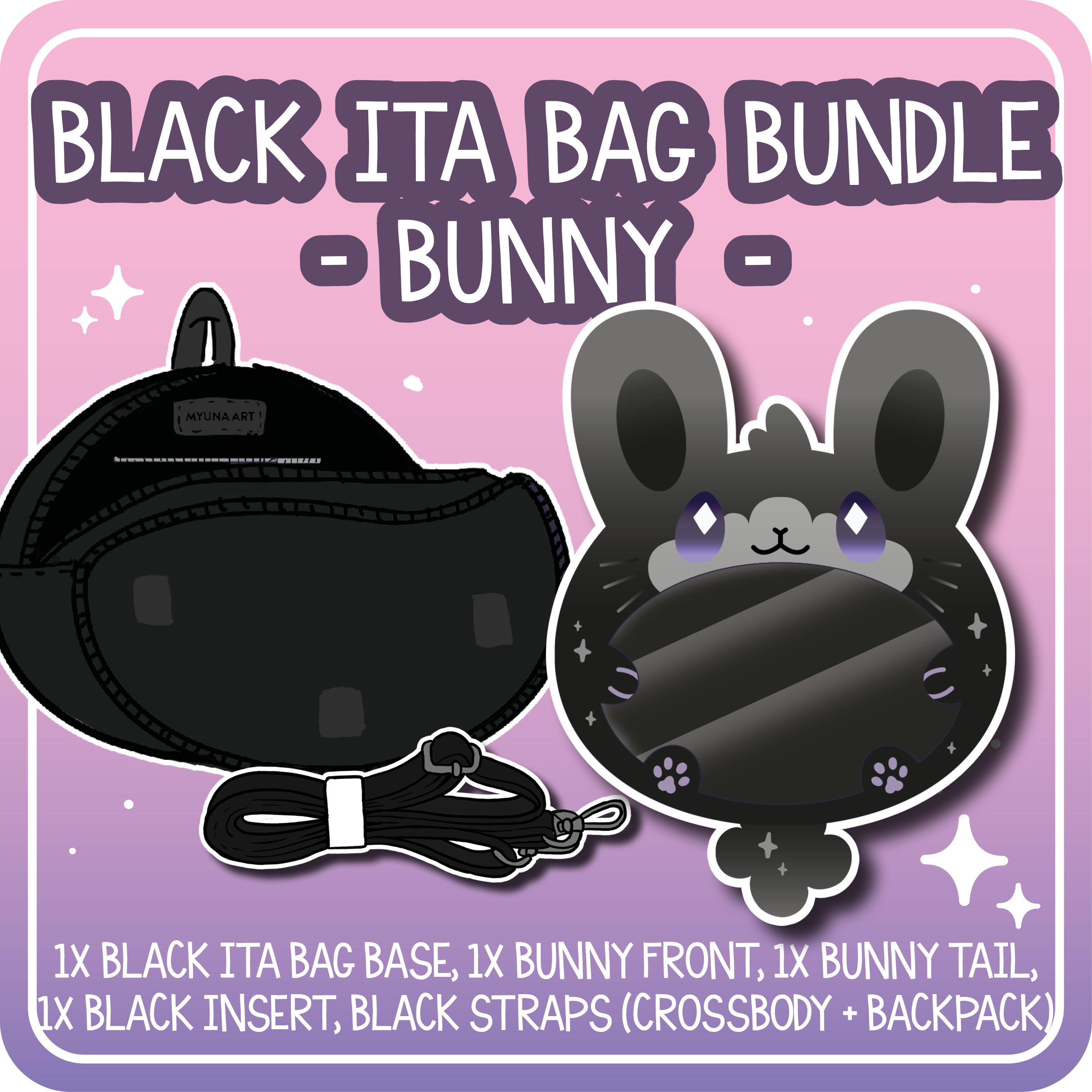 Kawaii Kompanions Ita Bag Bundle Black Bunny – Myuna Art