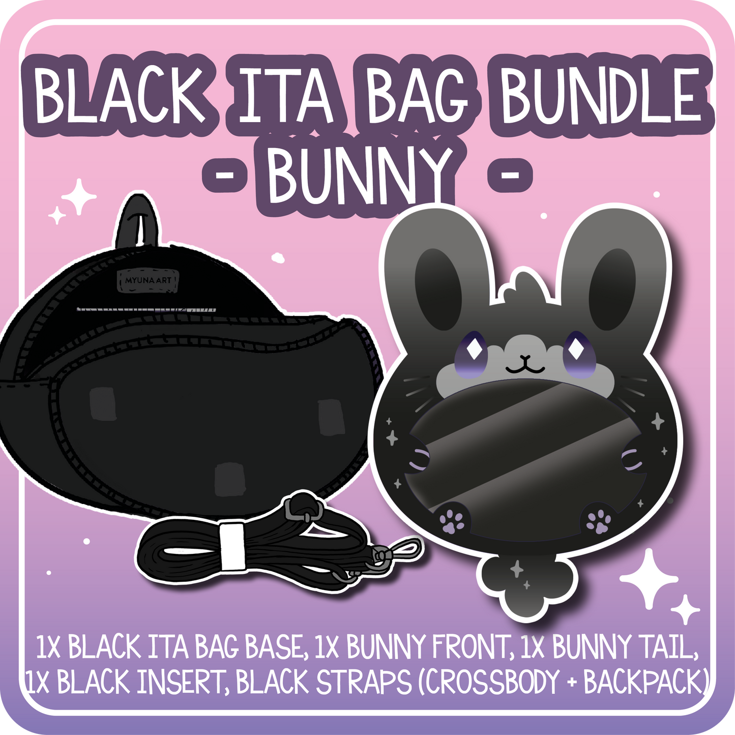 Kawaii Kompanions Ita Bag Bundle Black Bunny