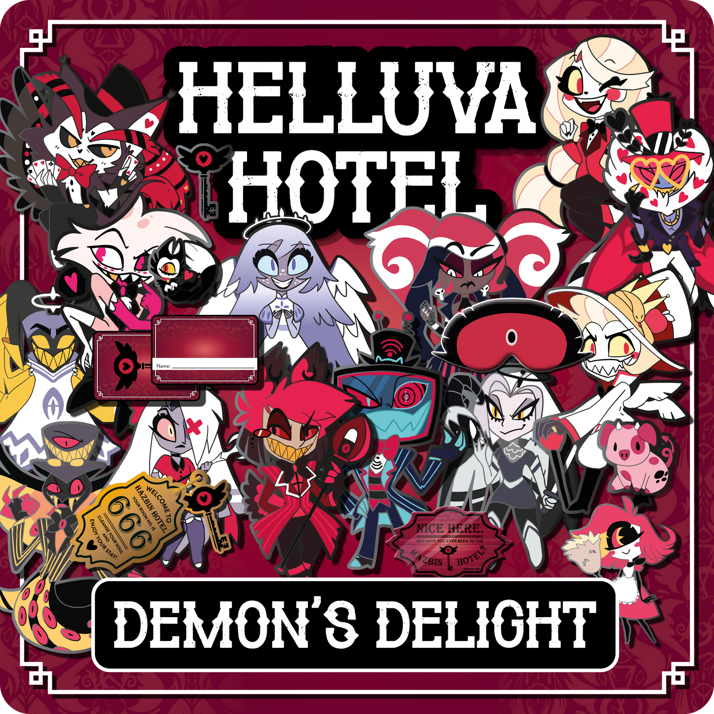 Demon's Delight - Hazbin Hotel // Helluva Hotel Pin & Merch Bundle