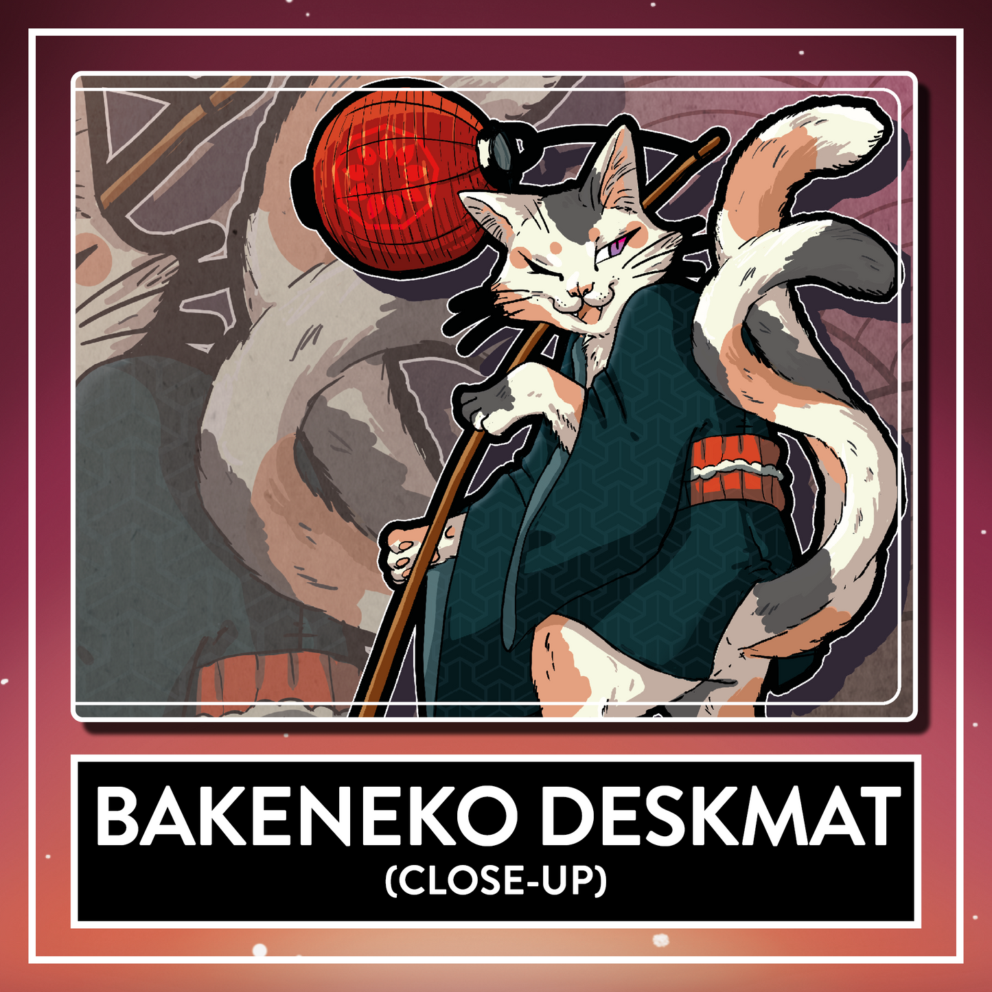 Bakeneko Deskmat - BIG Mousepad, Computer & Desktop Mat, 90x40cm