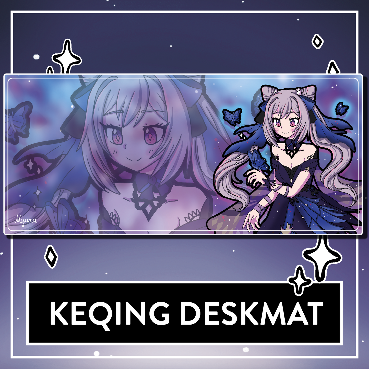 Keqing Deskmat - BIG Genshin Impact Mousepad, Computer & Desktop Mat, 90x40cm