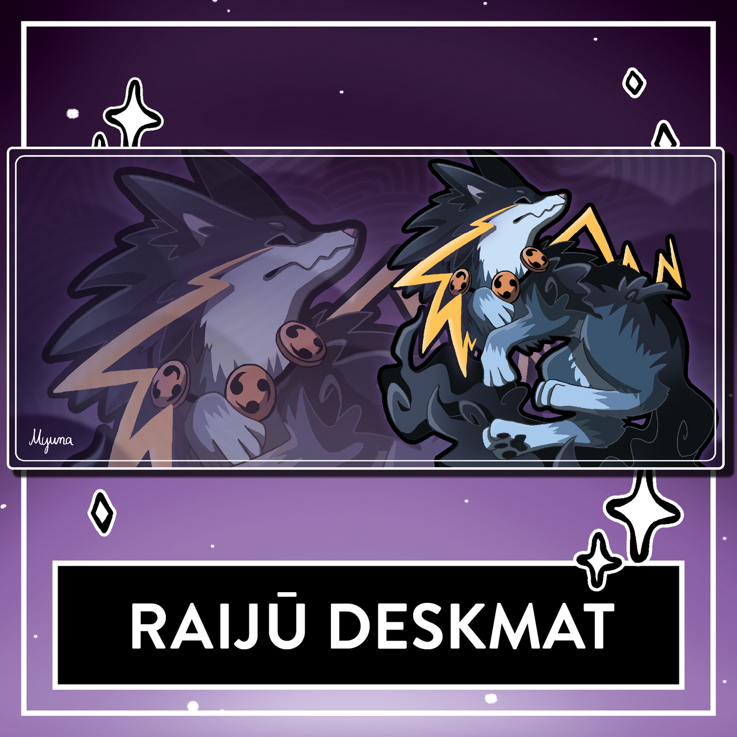 Raiju Deskmat - BIG Mousepad, Computer & Desktop Mat, 90x40cm