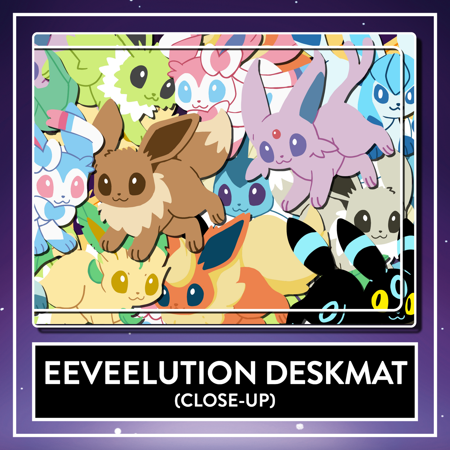 Eeveelution Deskmat - BIG Eeevee & Evolutions Mousepad, Computer & Desktop Mat, 90x40cm