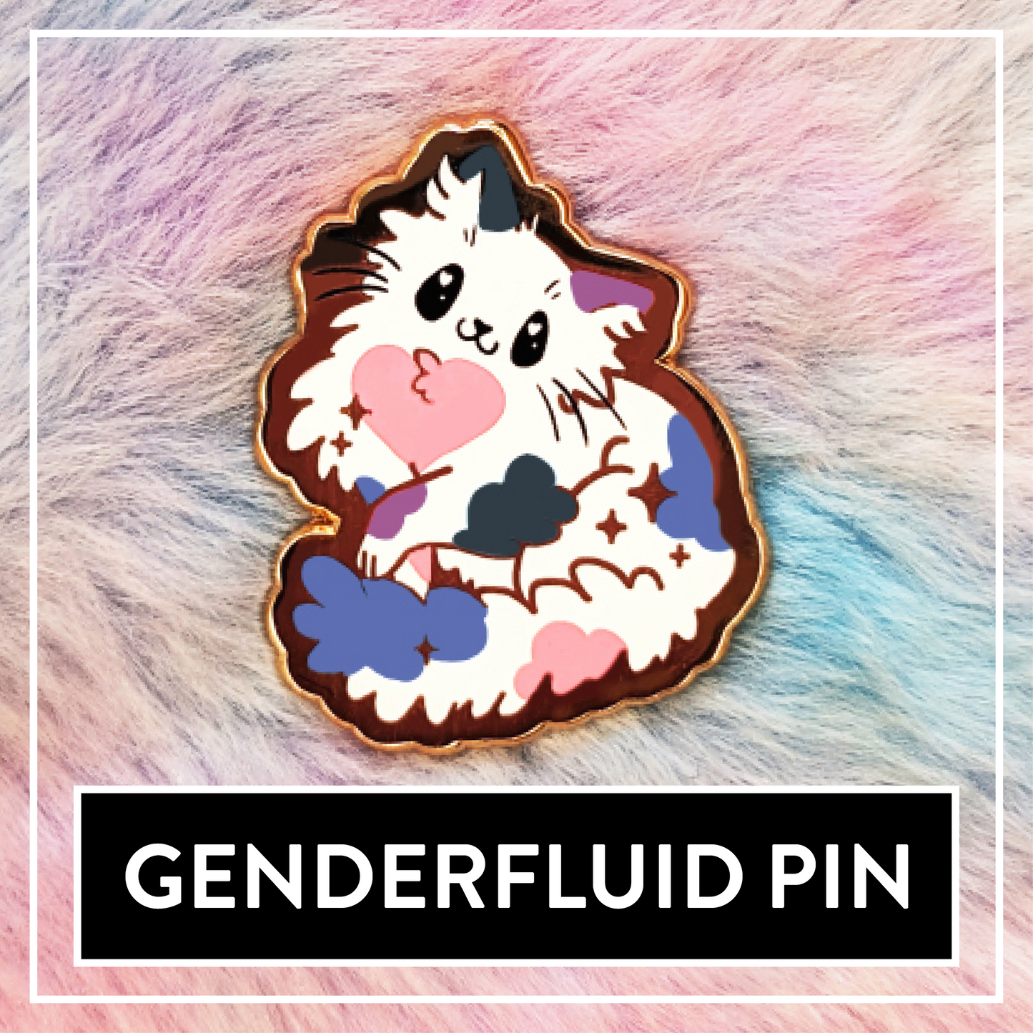 Paws'n'Pride Genderfluid Pride Cat enamel pin