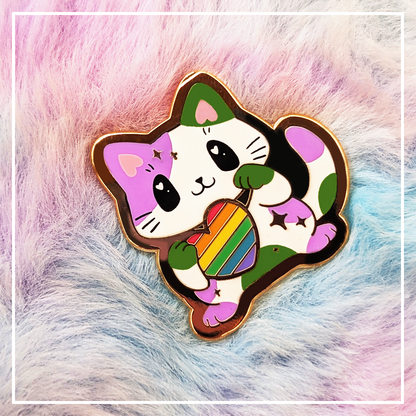 Paws'n'Pride Genderqueer Pride Cat enamel pin