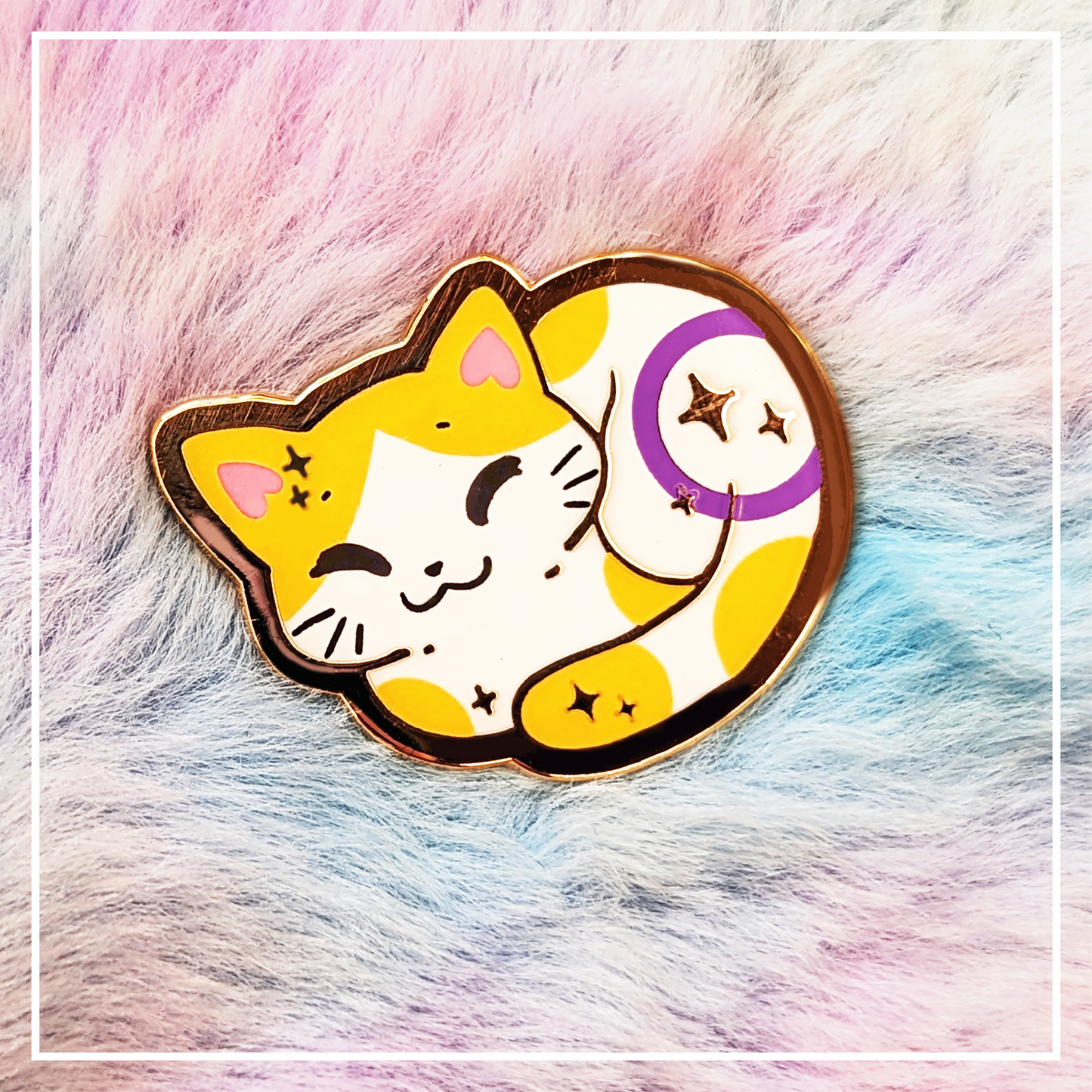 Paws'n'Pride Intersex Pride Cat enamel pin