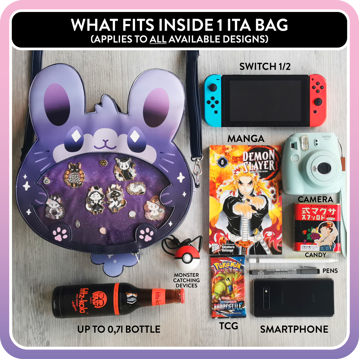 Kawaii Kompanions Ita Bag Bundle Black Raccoon