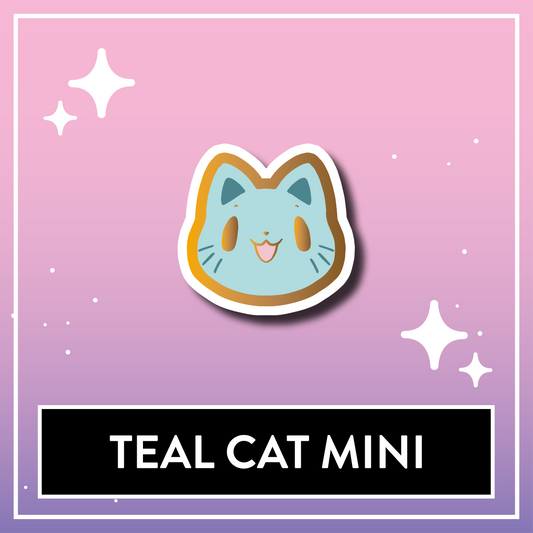 Teal Cat Mini Pin - Kawaii Kompanions Hard Enamel Pin