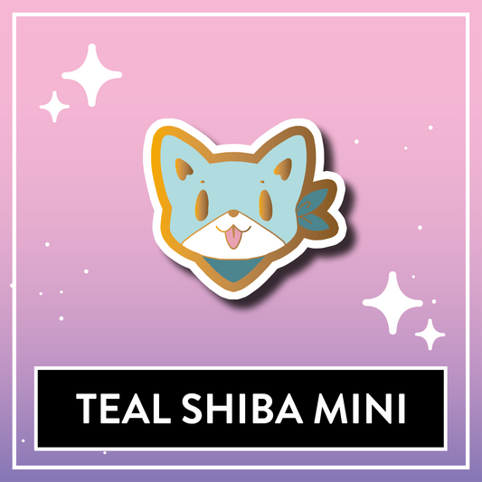 Teal Shiba Mini Pin - Kawaii Kompanions Hard Enamel Pin