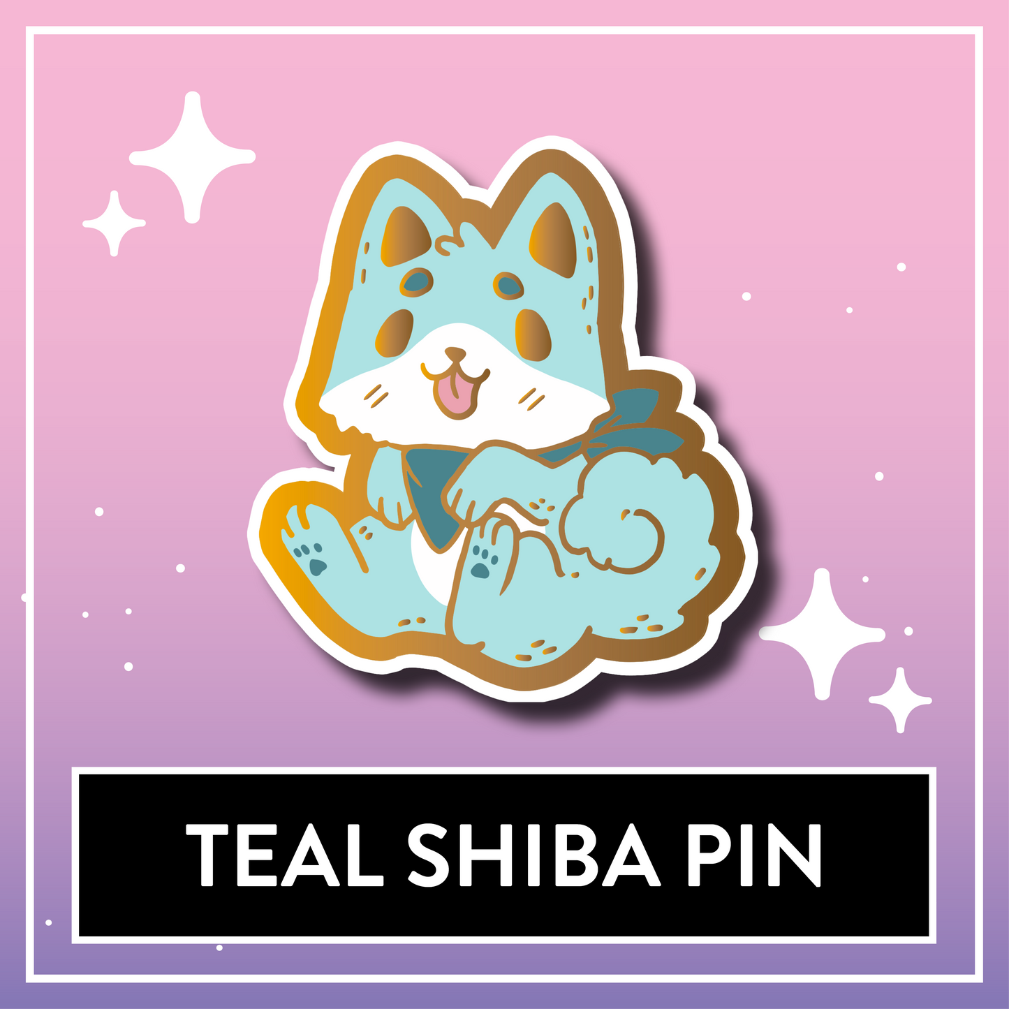 Teal Shiba Pin - Kawaii Kompanions Hard Enamel Pin