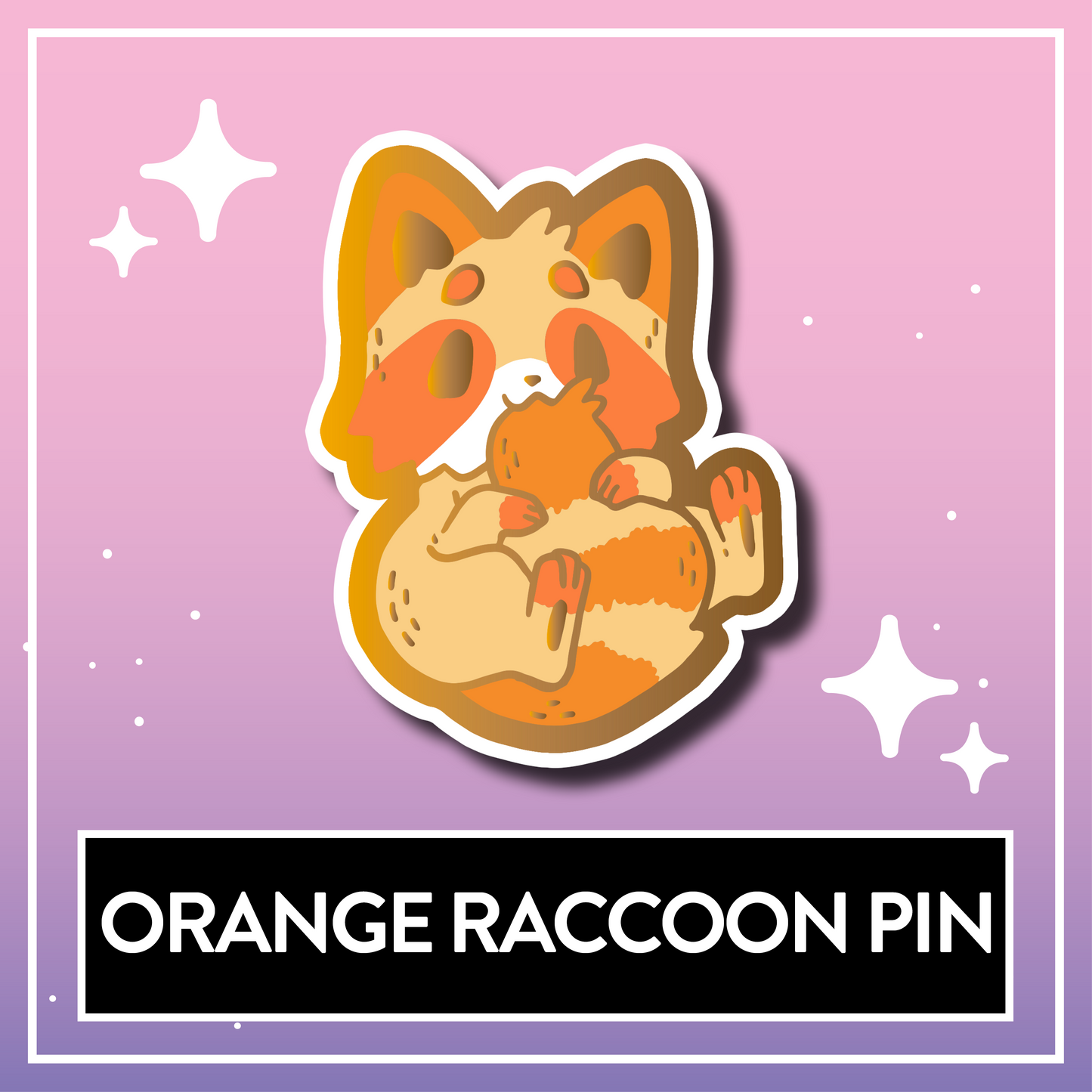 Orange Raccoon Pin - Kawaii Kompanions Hard Enamel Pin