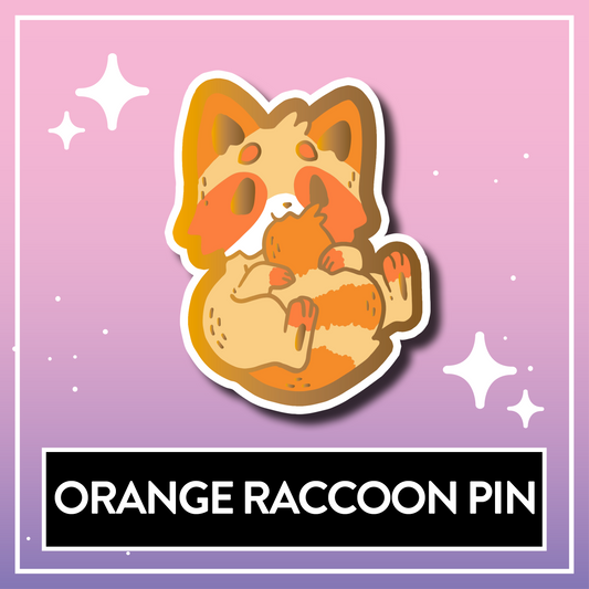Orange Raccoon Pin - Kawaii Kompanions Hard Enamel Pin