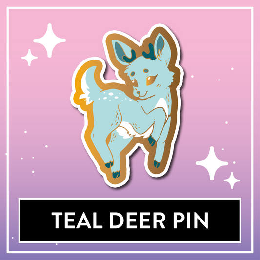 Teal Deer Pin - Kawaii Kompanions Hard Enamel Pin