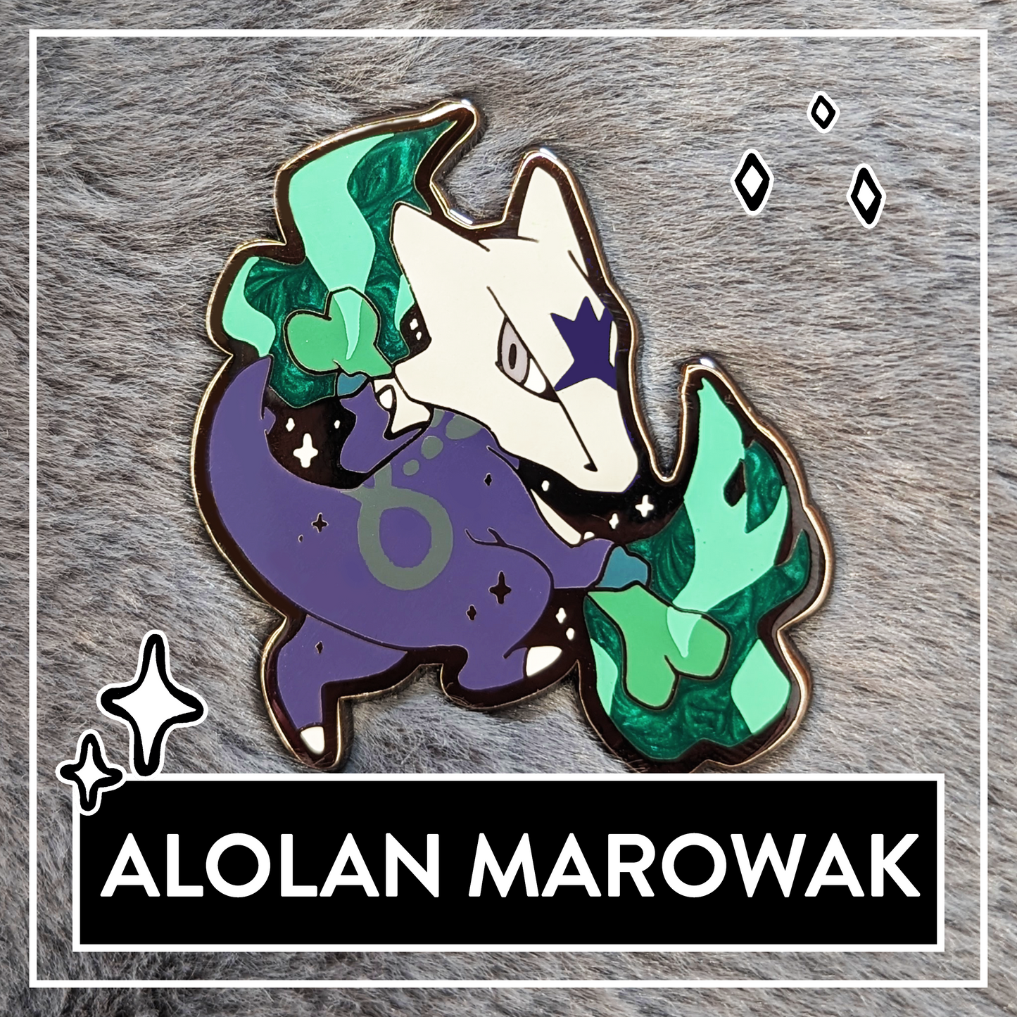 Braixen, Marowak & Spectrier Hard Enamel Pins with pearlescent Details + optional HOLO Sticker, Ghost Halloween Pins