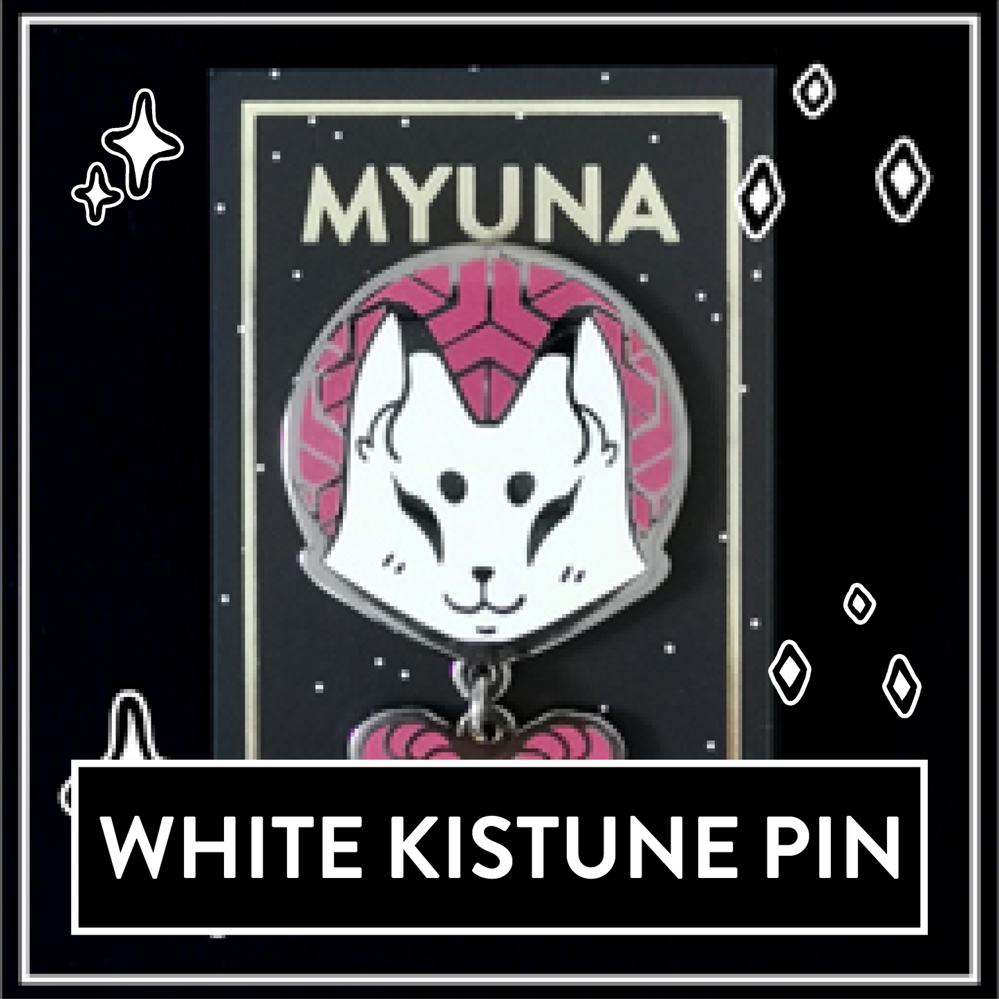 White Kitsune Pin - Japanese Yōkai Hard Enamel Pendant Pin