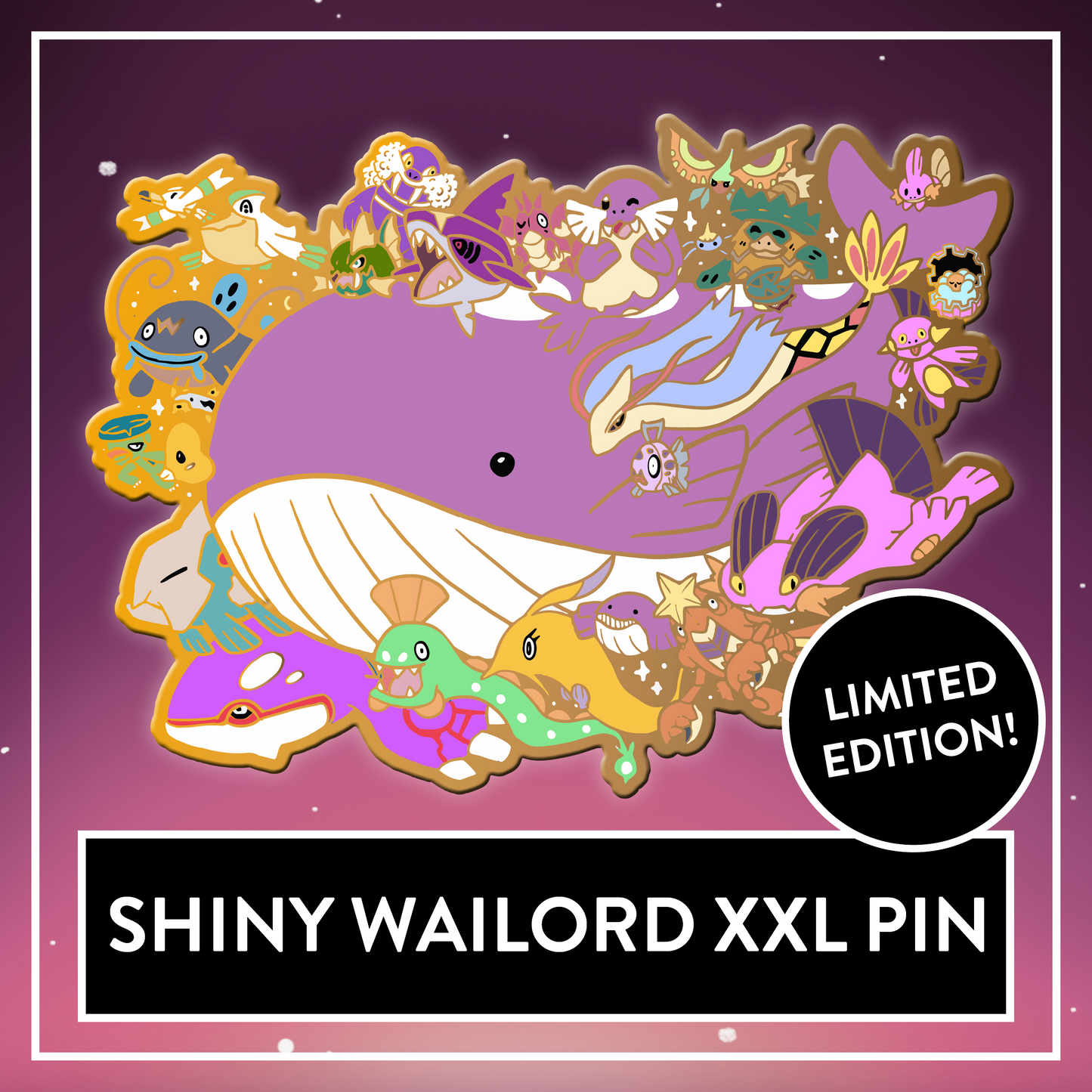 XXL Wailord BIG Hard Enamel Pin - Shiny & Normal Limited Edition