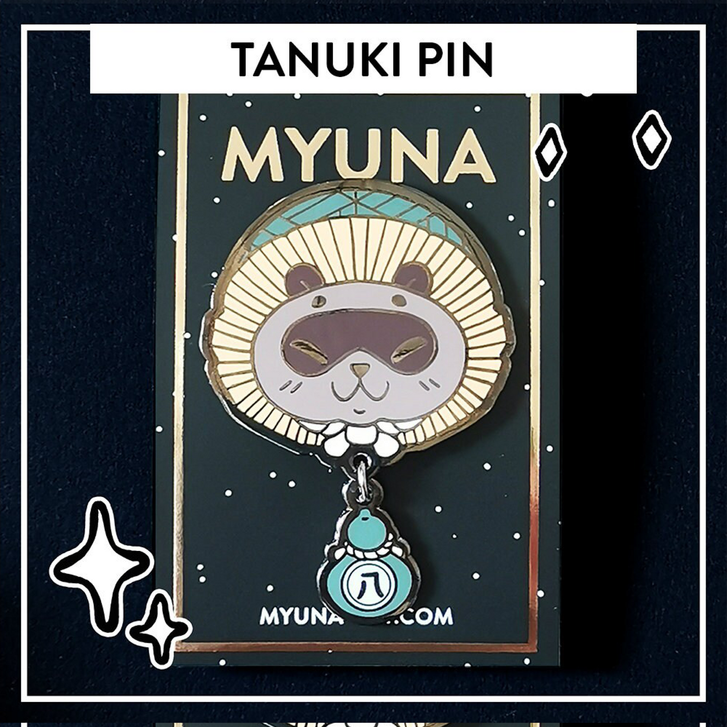 Tanuki Pin - Japanese Yōkai Hard Enamel Pendant Pin