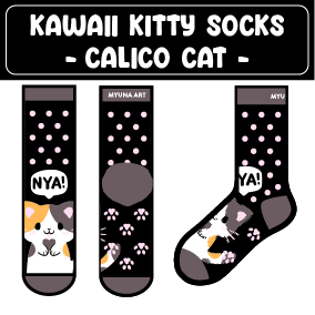 Kawaii Kitty Socks - Calico Cat -
