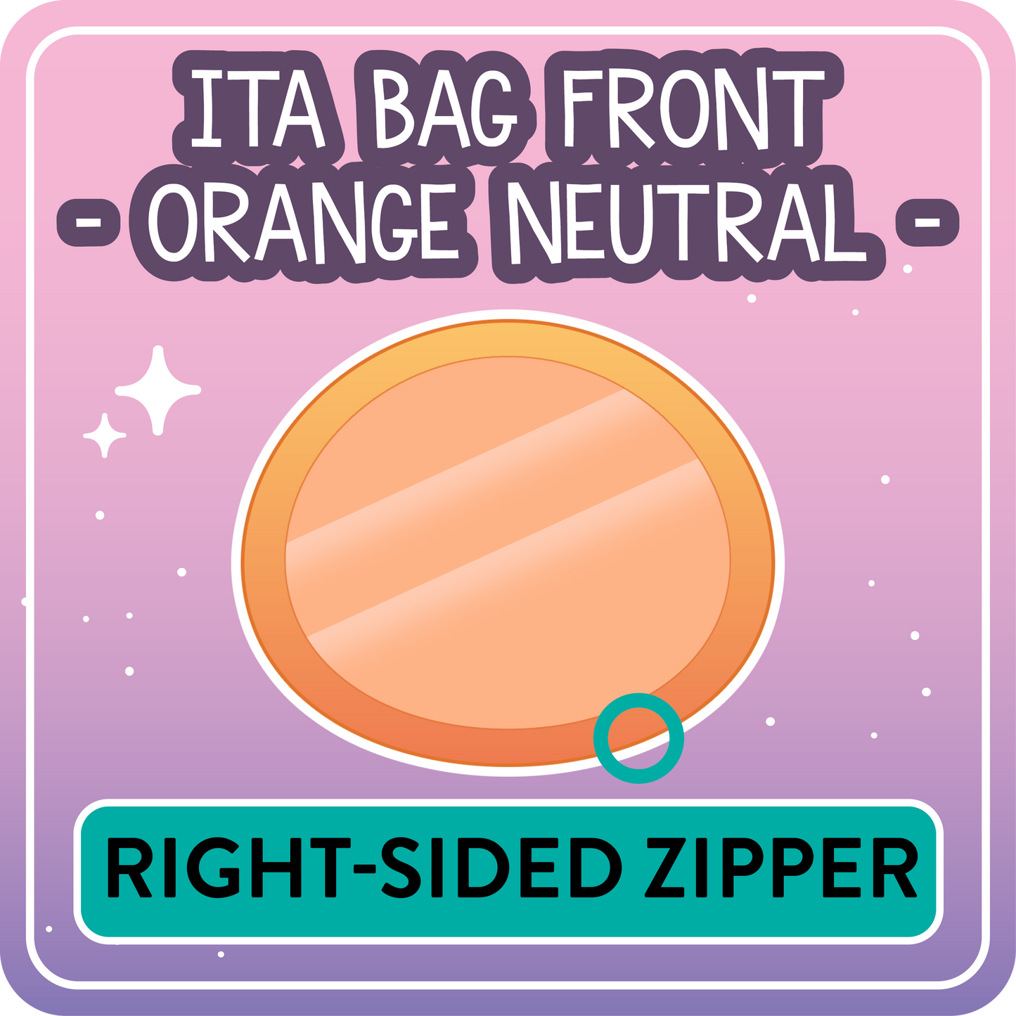 !! PLEASE READ !! NEUTRAL - RIGHT-SIDED ZIPPER - Ita Bag Exchangable Front Designs - 4 different colors -