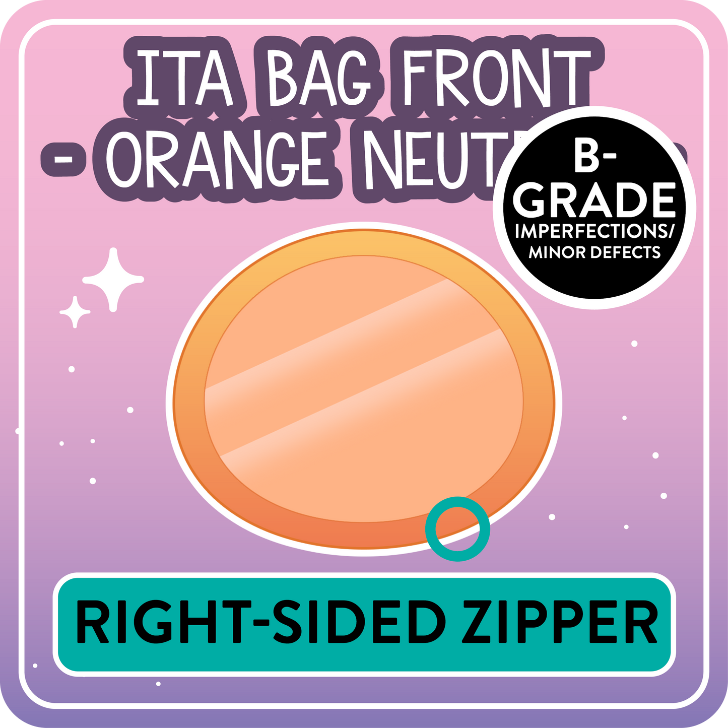 !! PLEASE READ !! NEUTRAL - RIGHT-SIDED ZIPPER - Ita Bag Exchangable Front Designs - 4 different colors -