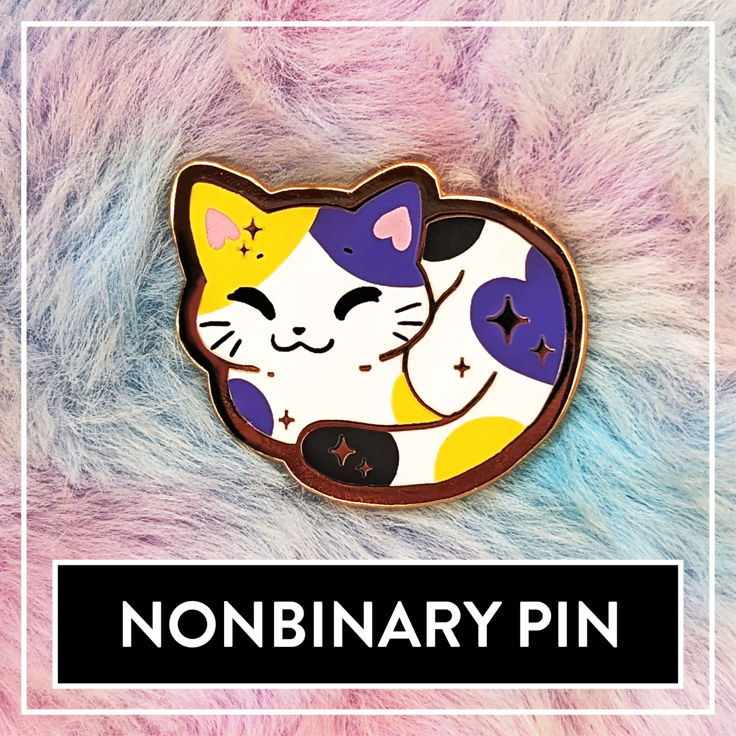 Paws'n'Pride Nonbinary Pride Cat enamel pin