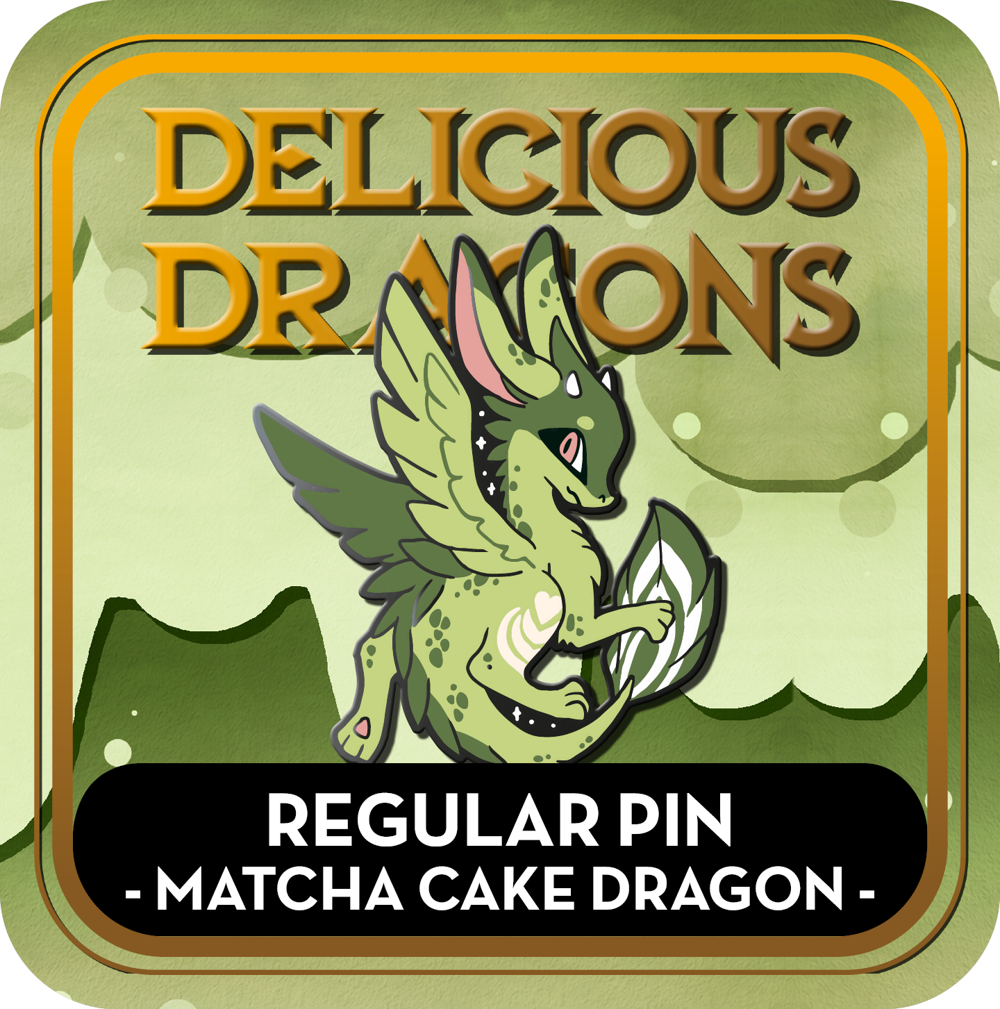 Matcha Cake Dragon Pin - Delicious Dragons - Cute Original Art Enamel Pin