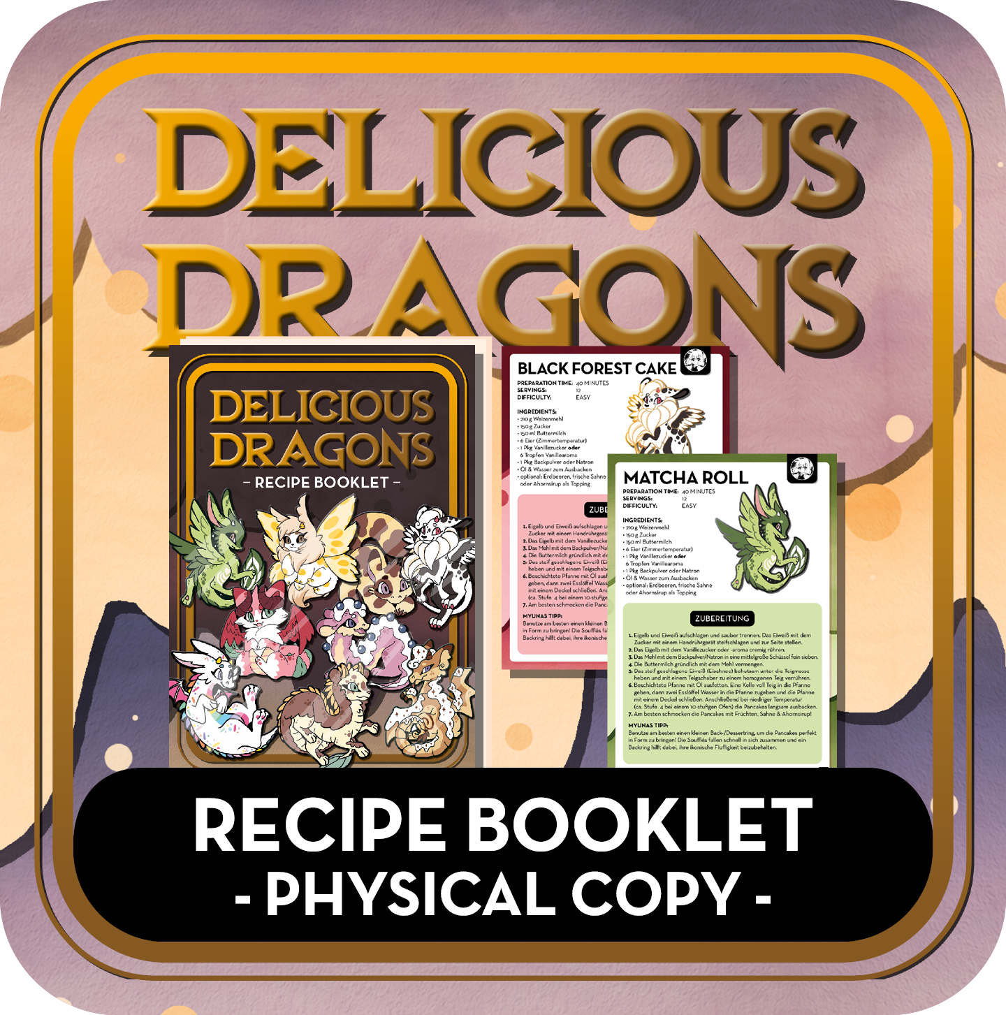 PREORDER Recipe Booklet - Delicious Dragons - Cute Original Art Cookbook