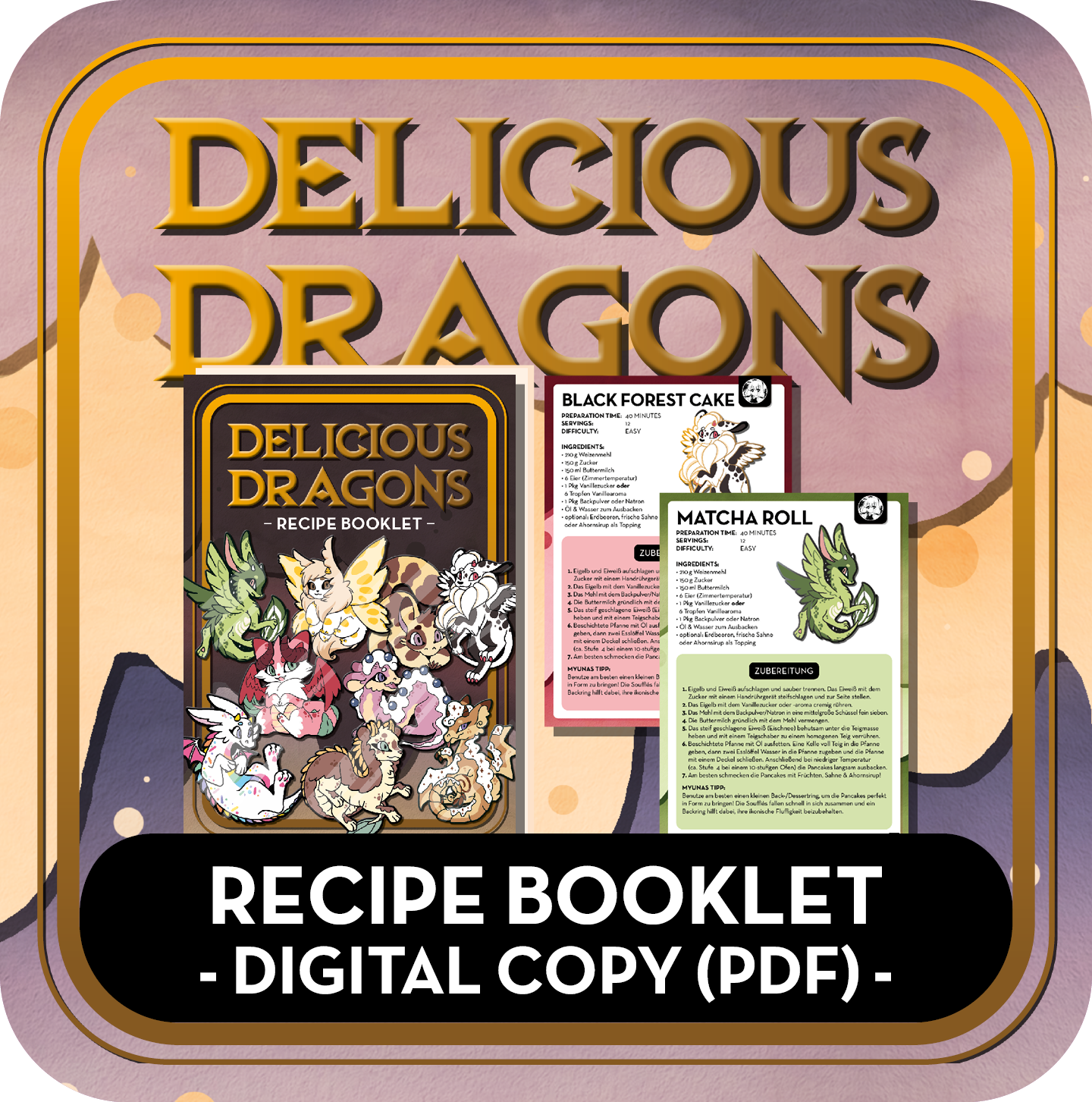 PREORDER Recipe Booklet - Delicious Dragons - Cute Original Art Cookbook