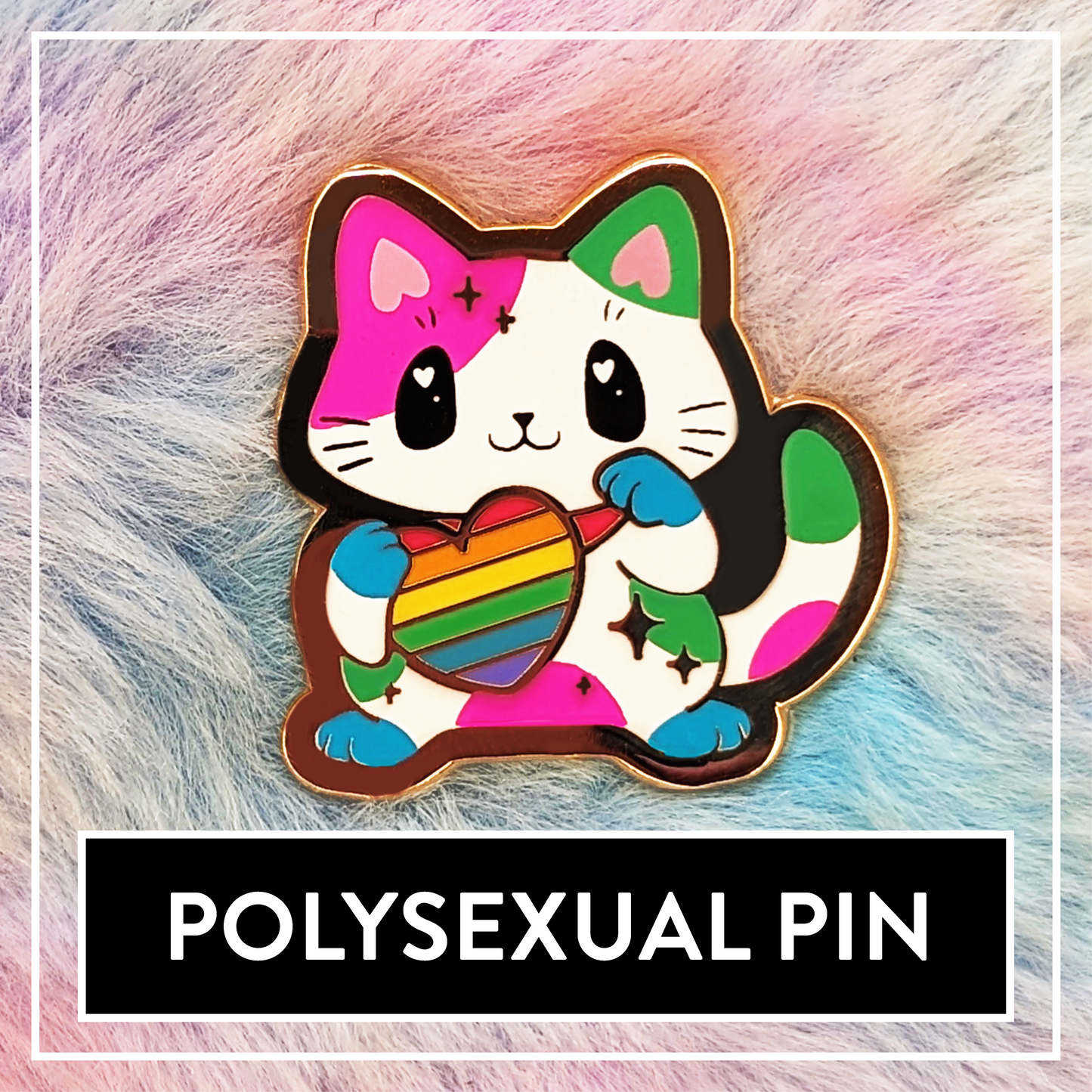 Paws'n'Pride Polysexual Pride Cat enamel pin