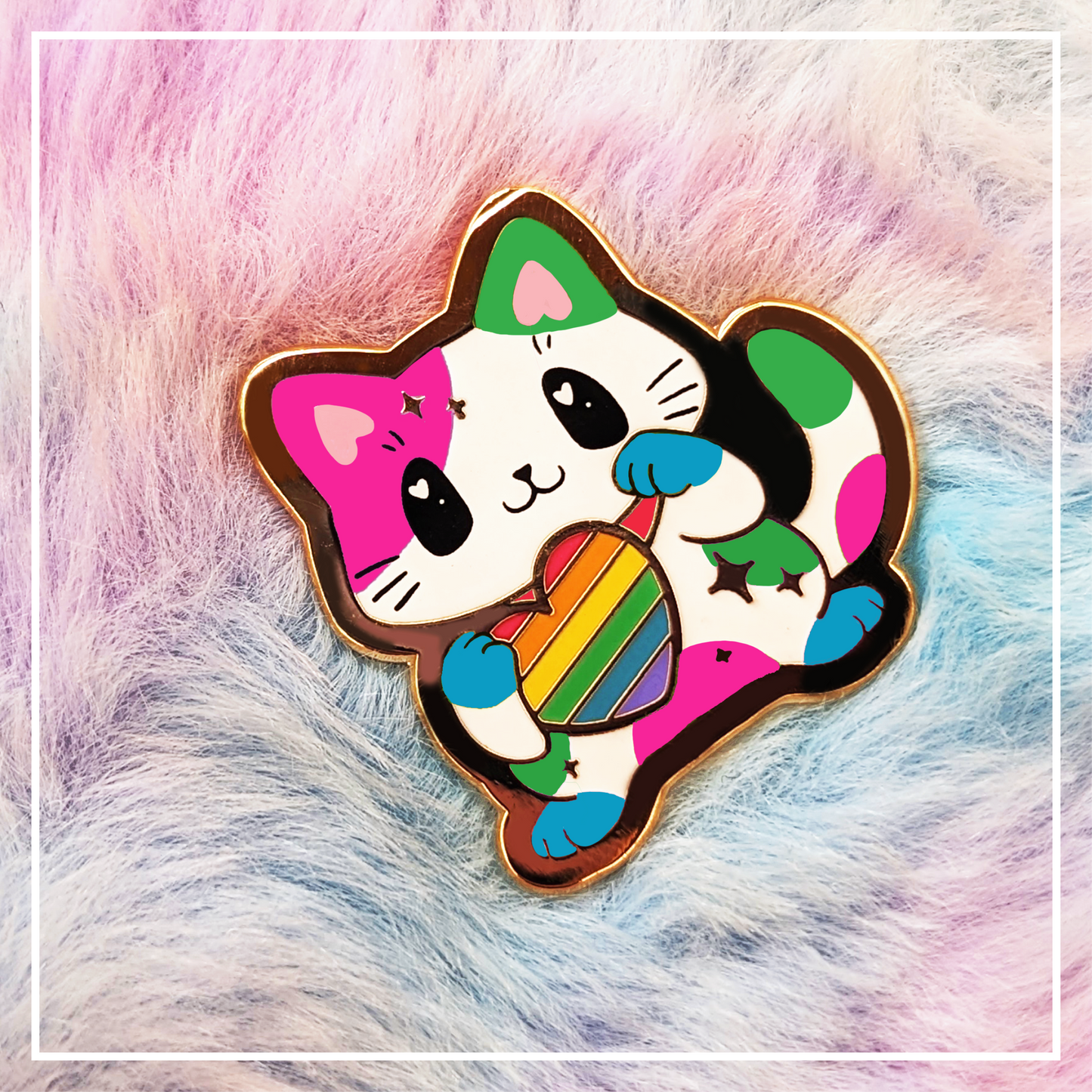 Paws'n'Pride Polysexual Pride Cat enamel pin