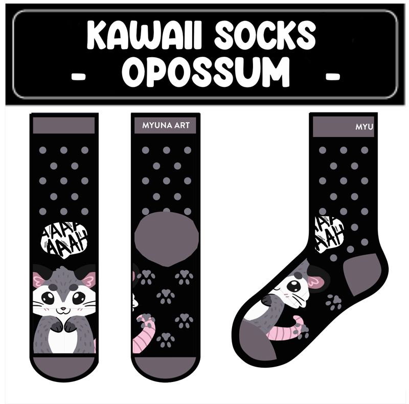 Kawaii Anmal Socks - Opossum Socks