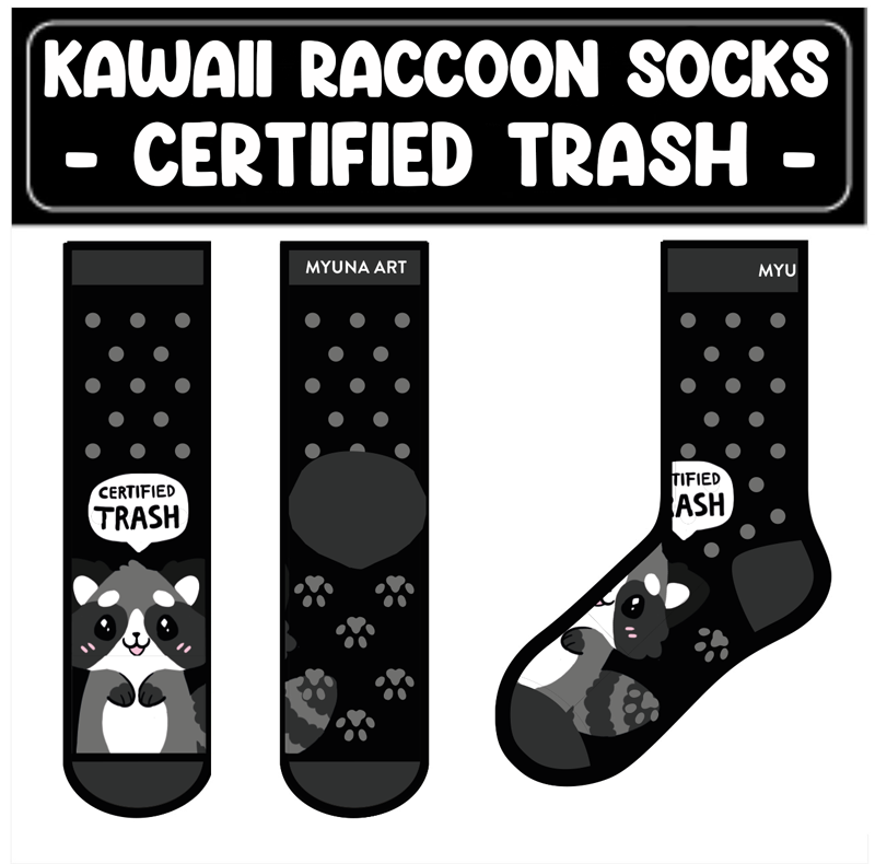 Kawaii Raccoon Socks - Certified Trash Socks