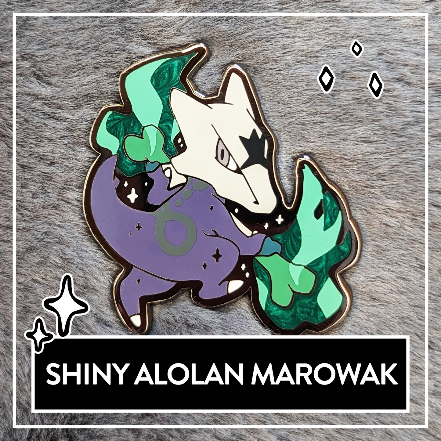 Braixen, Marowak & Spectrier Hard Enamel Pins with pearlescent Details + optional HOLO Sticker, Ghost Halloween Pins