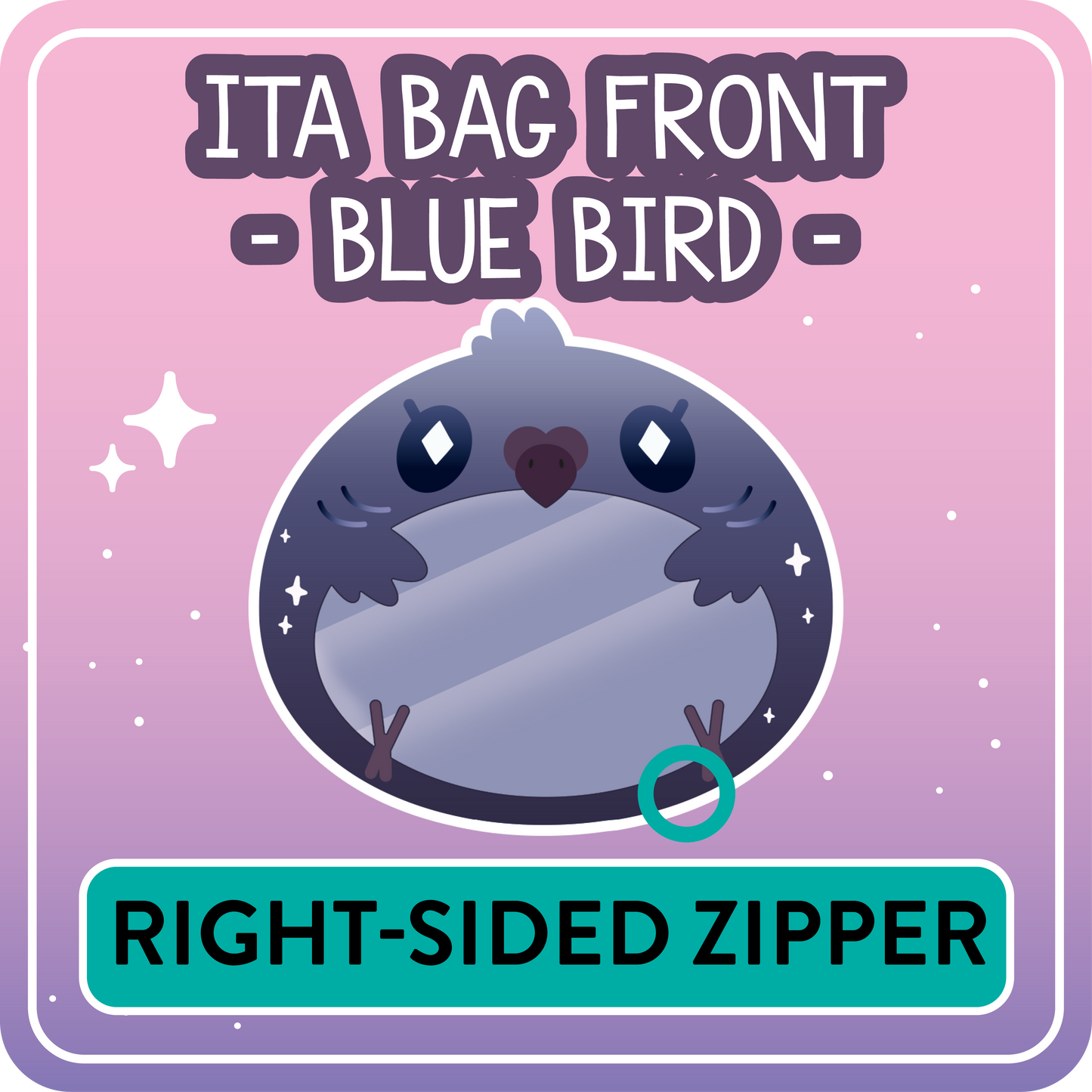 !! PLEASE READ !! BIRD - RIGHT-SIDED ZIPPER - Ita Bag Exchangable Front Designs - 5 different colors -