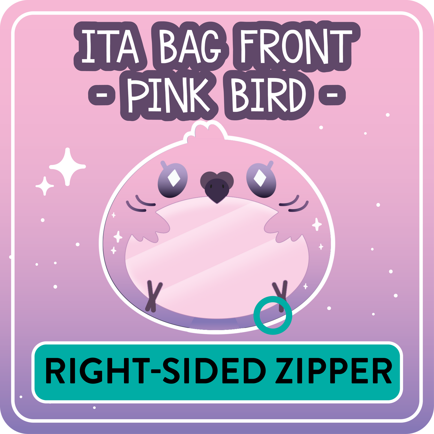 !! PLEASE READ !! BIRD - RIGHT-SIDED ZIPPER - Ita Bag Exchangable Front Designs - 5 different colors -