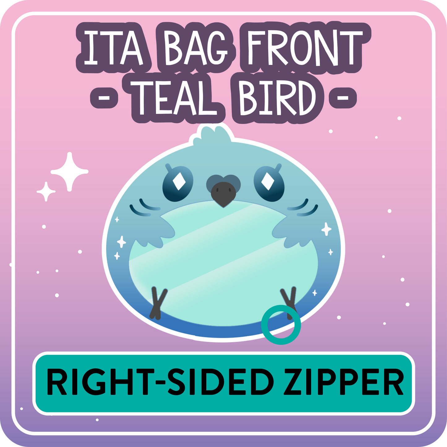 !! PLEASE READ !! BIRD - RIGHT-SIDED ZIPPER - Ita Bag Exchangable Front Designs - 5 different colors -