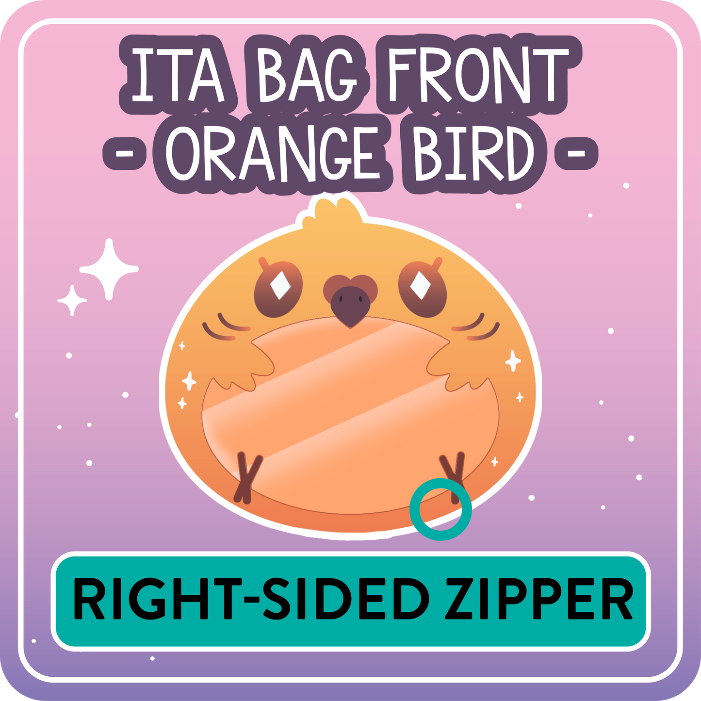 !! PLEASE READ !! BIRD - RIGHT-SIDED ZIPPER - Ita Bag Exchangable Front Designs - 5 different colors -