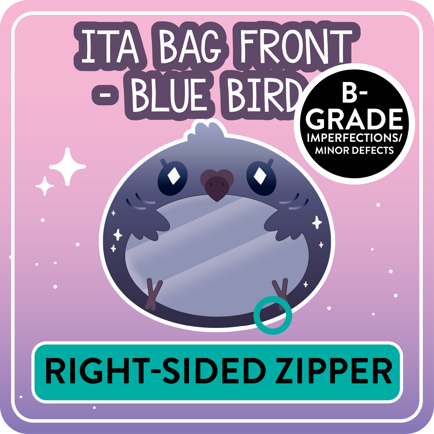 !! PLEASE READ !! BIRD - RIGHT-SIDED ZIPPER - Ita Bag Exchangable Front Designs - 5 different colors -
