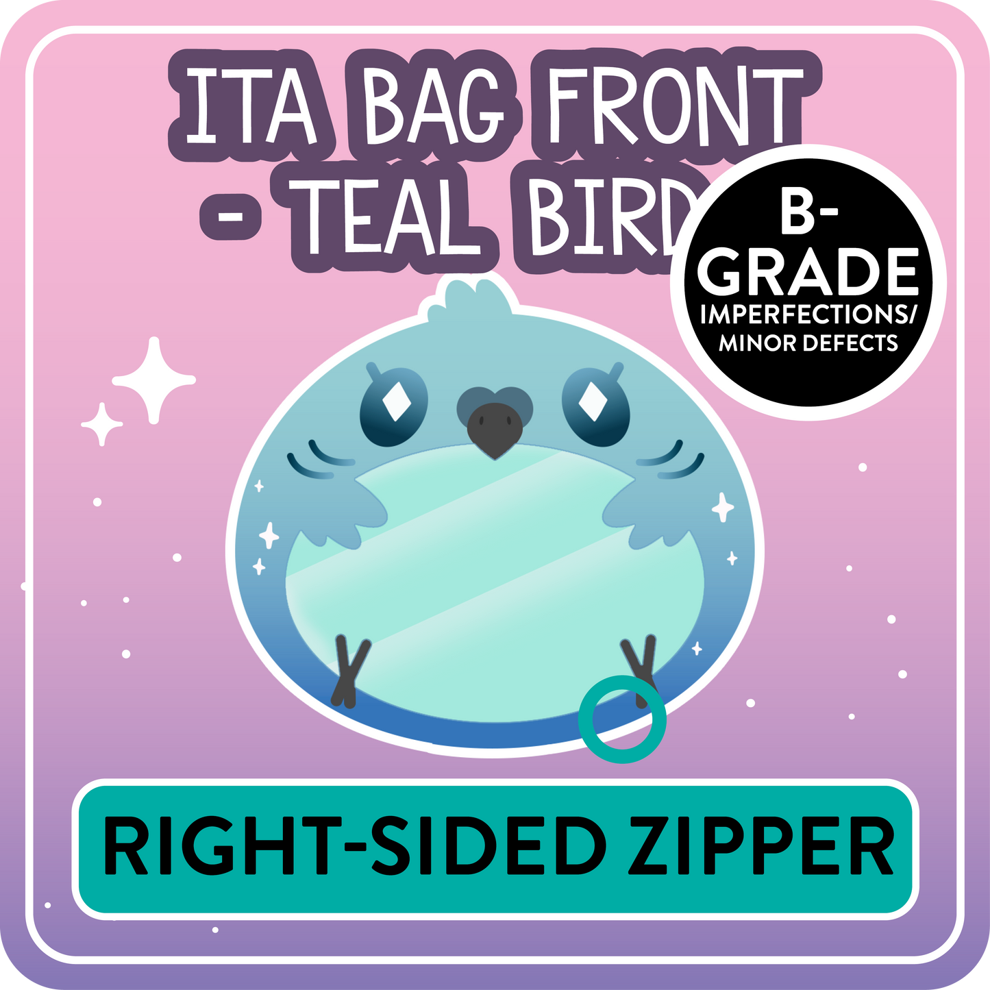 !! PLEASE READ !! BIRD - RIGHT-SIDED ZIPPER - Ita Bag Exchangable Front Designs - 5 different colors -