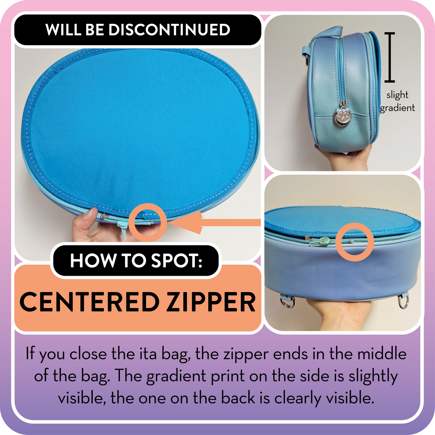 !! PLEASE READ !! BLUE DRAGON - CENTERED ZIPPER - Ita Bag Exchangable Front Designs