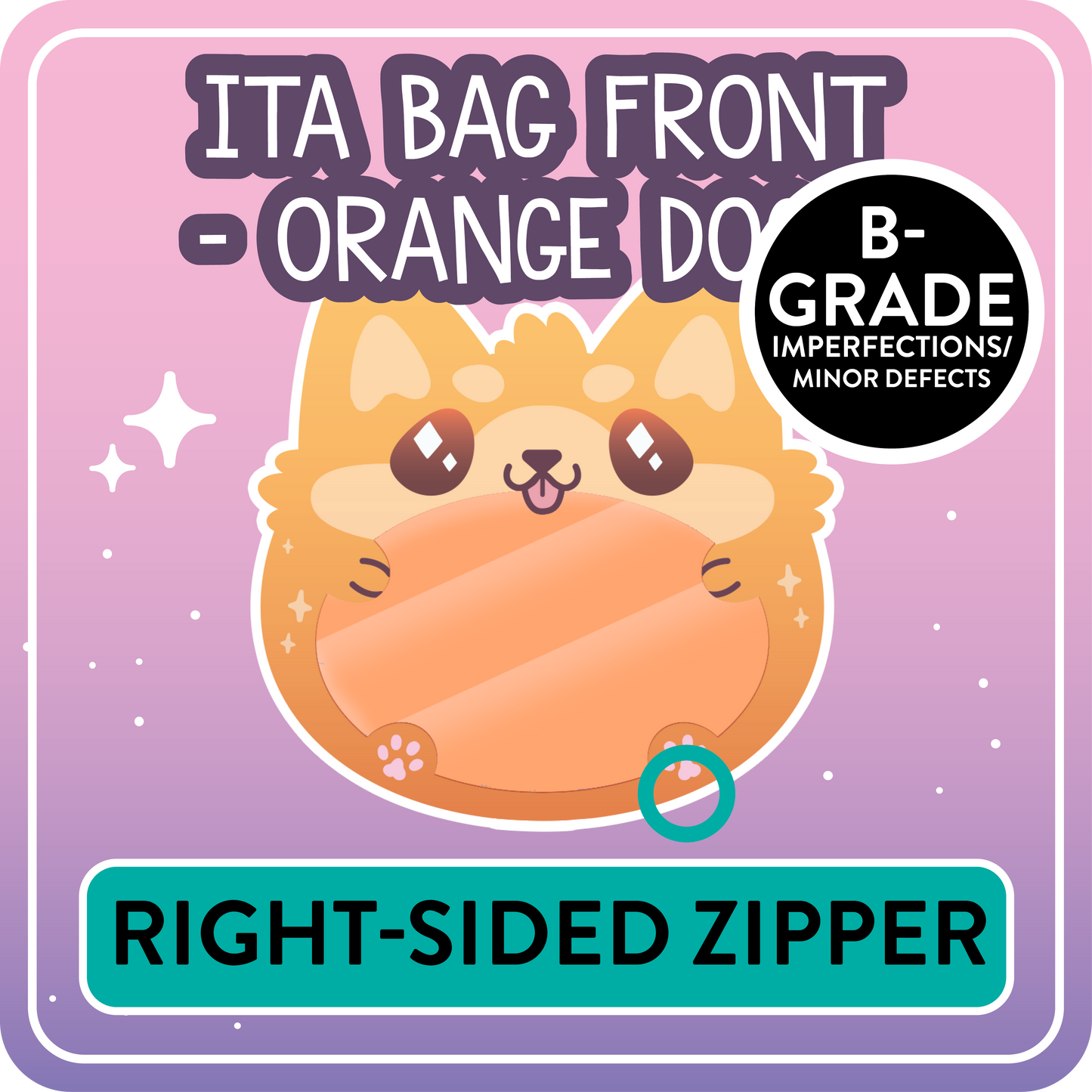 !! PLEASE READ !! DOG - RIGHT-SIDED ZIPPER - Ita Bag Exchangable Front Designs - 5 different colors -