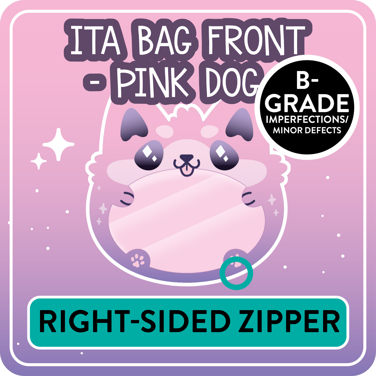 !! PLEASE READ !! DOG - RIGHT-SIDED ZIPPER - Ita Bag Exchangable Front Designs - 5 different colors -