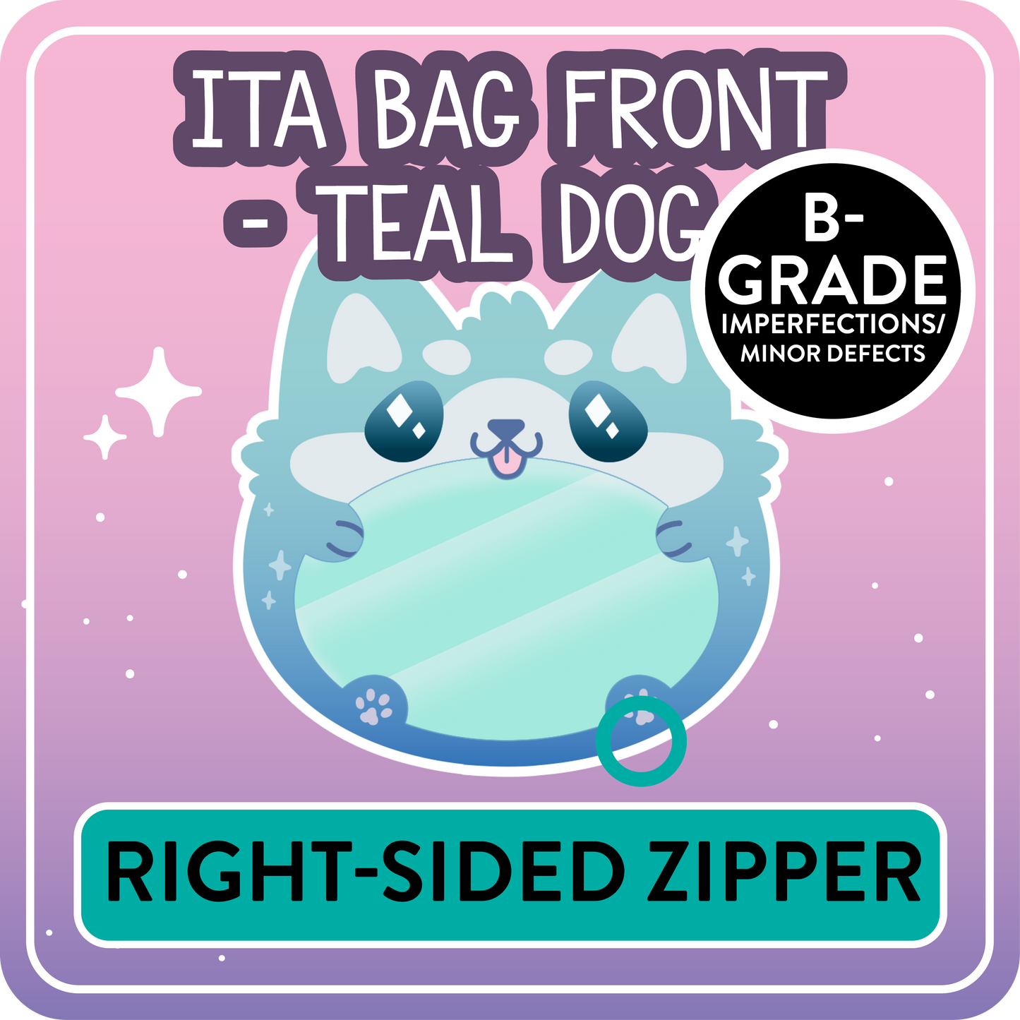 !! PLEASE READ !! DOG - RIGHT-SIDED ZIPPER - Ita Bag Exchangable Front Designs - 5 different colors -