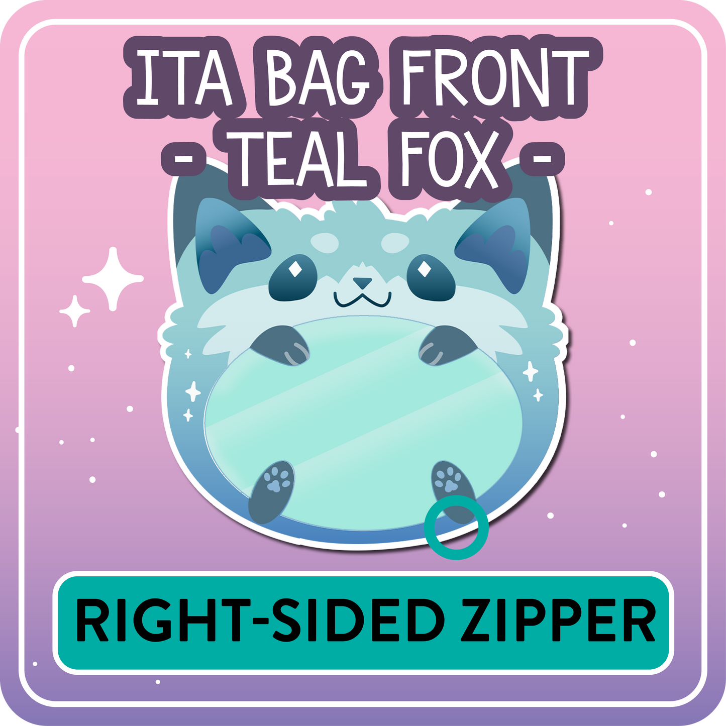 !! PLEASE READ !! FOX - RIGHT-SIDED ZIPPER - Ita Bag Exchangable Front Designs - 5 different colors