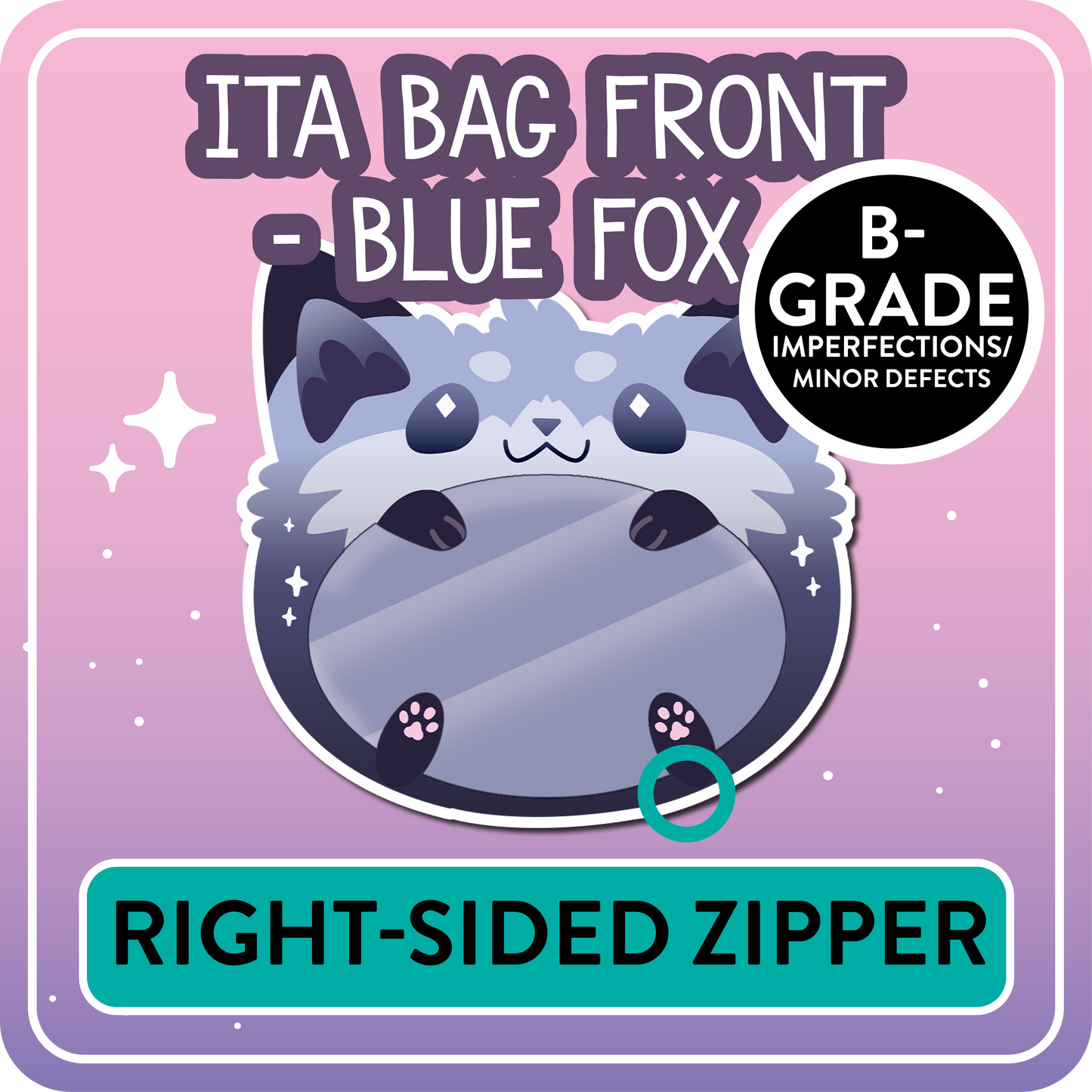 !! PLEASE READ !! FOX - RIGHT-SIDED ZIPPER - Ita Bag Exchangable Front Designs - 5 different colors